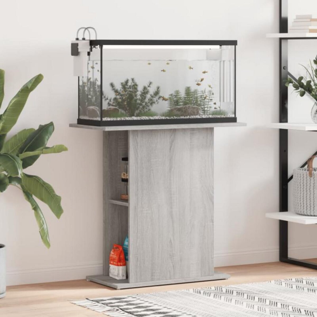 VIDAXL Support d aquarium sonoma gris 75x36x72,5 cm bois d ingénierie