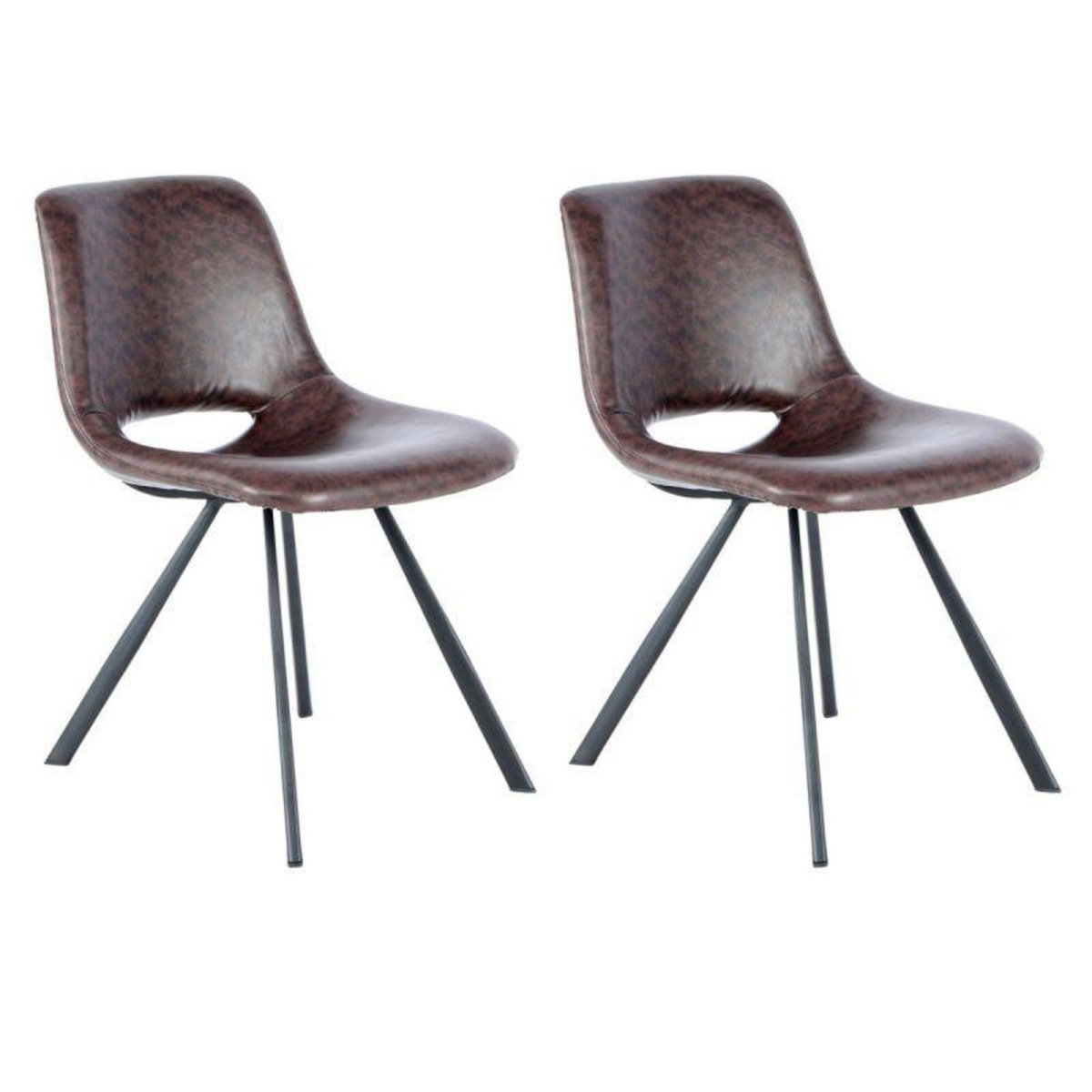 Paris Prix Lot de 2 Chaises Vintage  Joséphine  77cm Marron Foncé