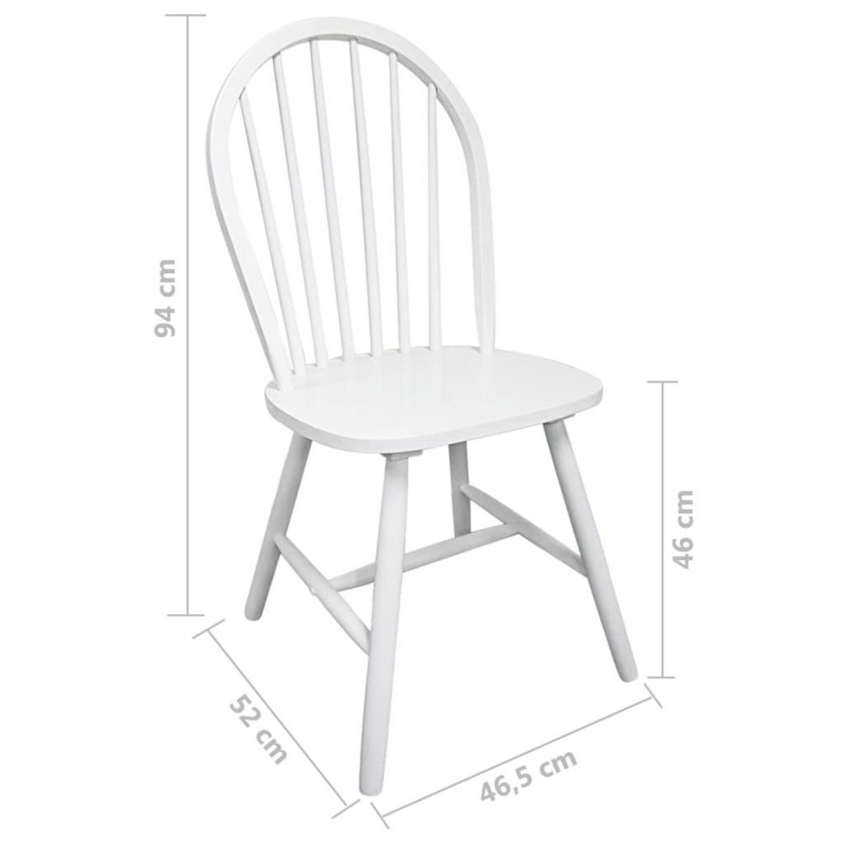 VIDAXL Chaises a manger lot de 2 blanc bois d'hevea solide