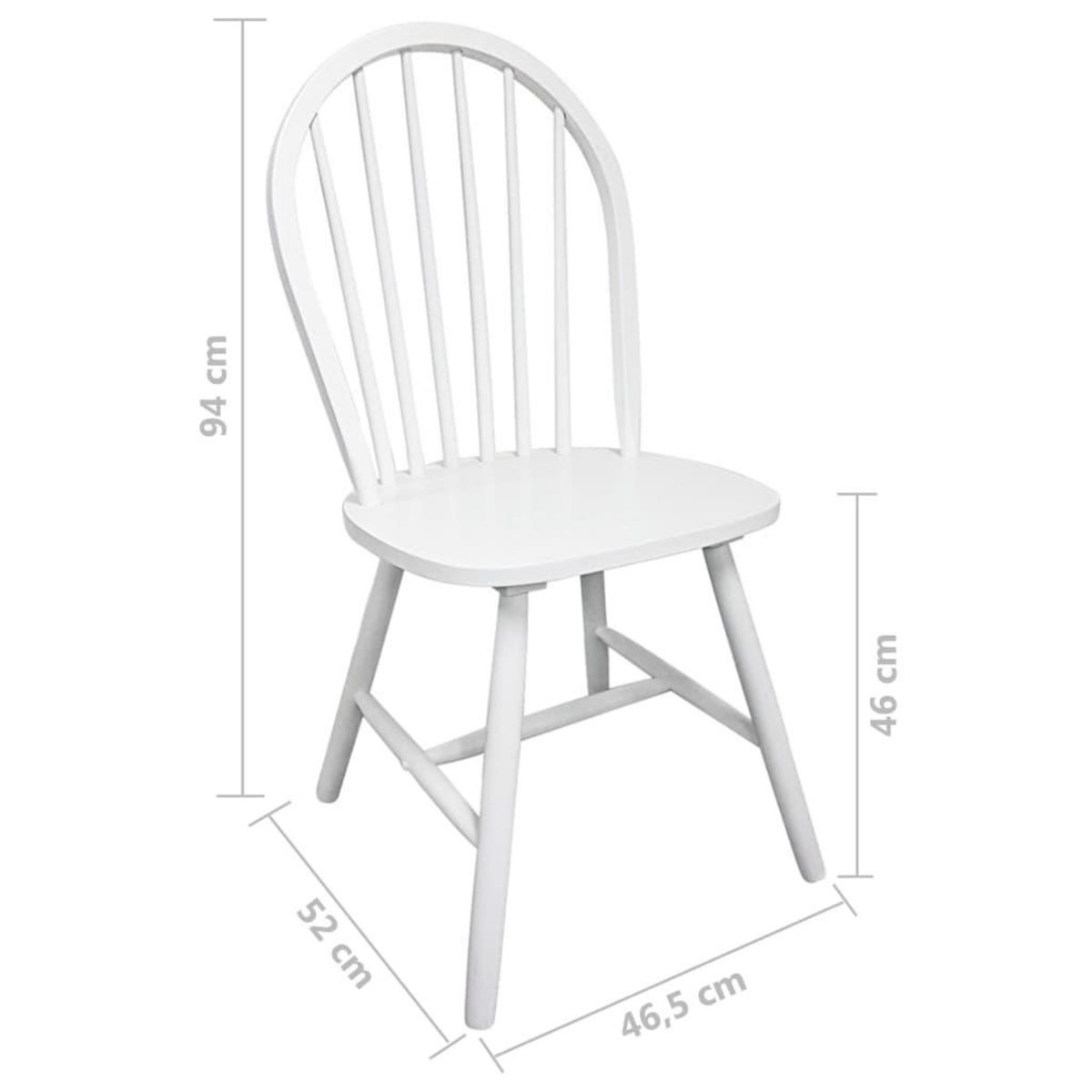 VIDAXL Chaises a manger lot de 2 blanc bois d'hevea solide