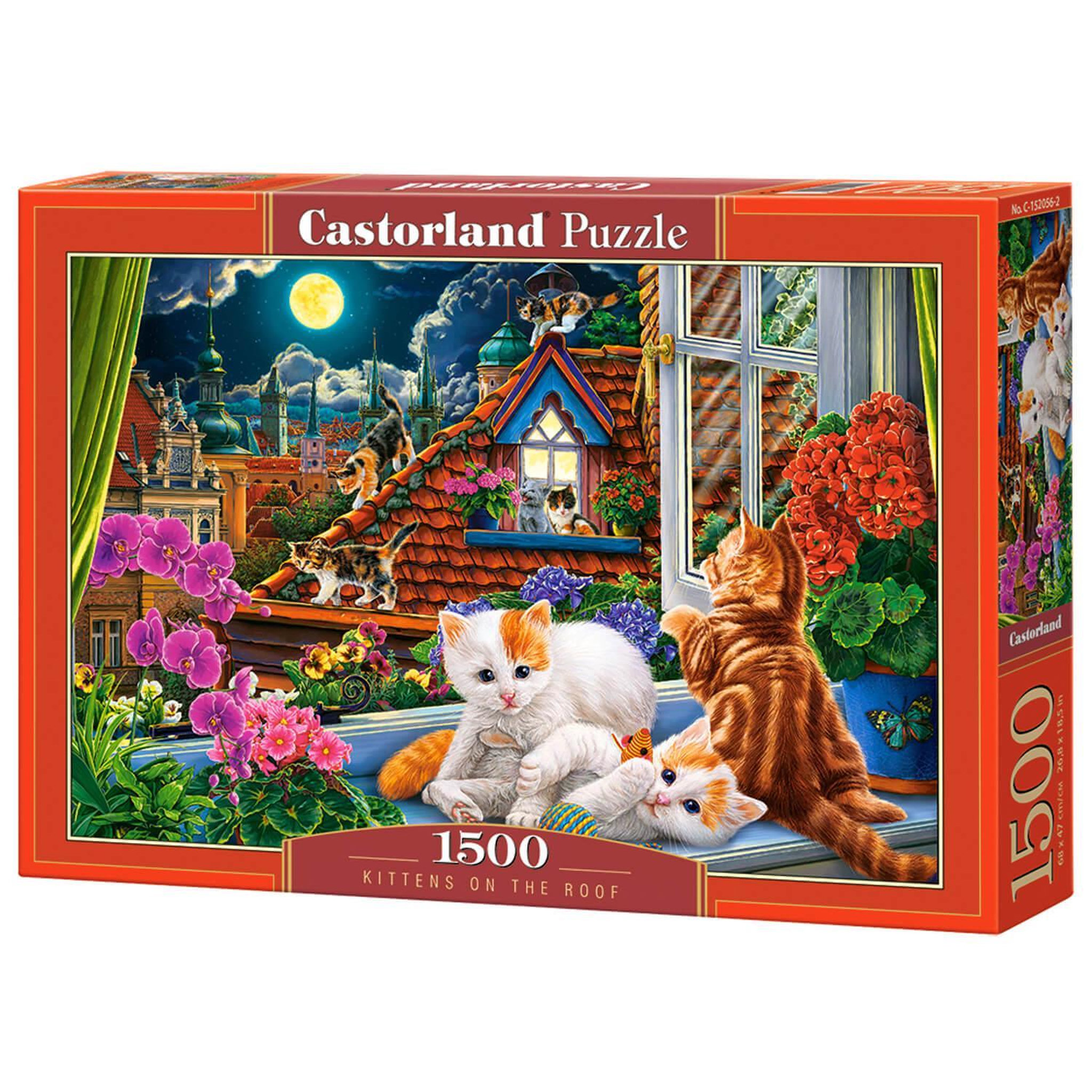 Voir la diapositive 2 : Castorland Puzzle 1500 pièces : Chatons sur le toit