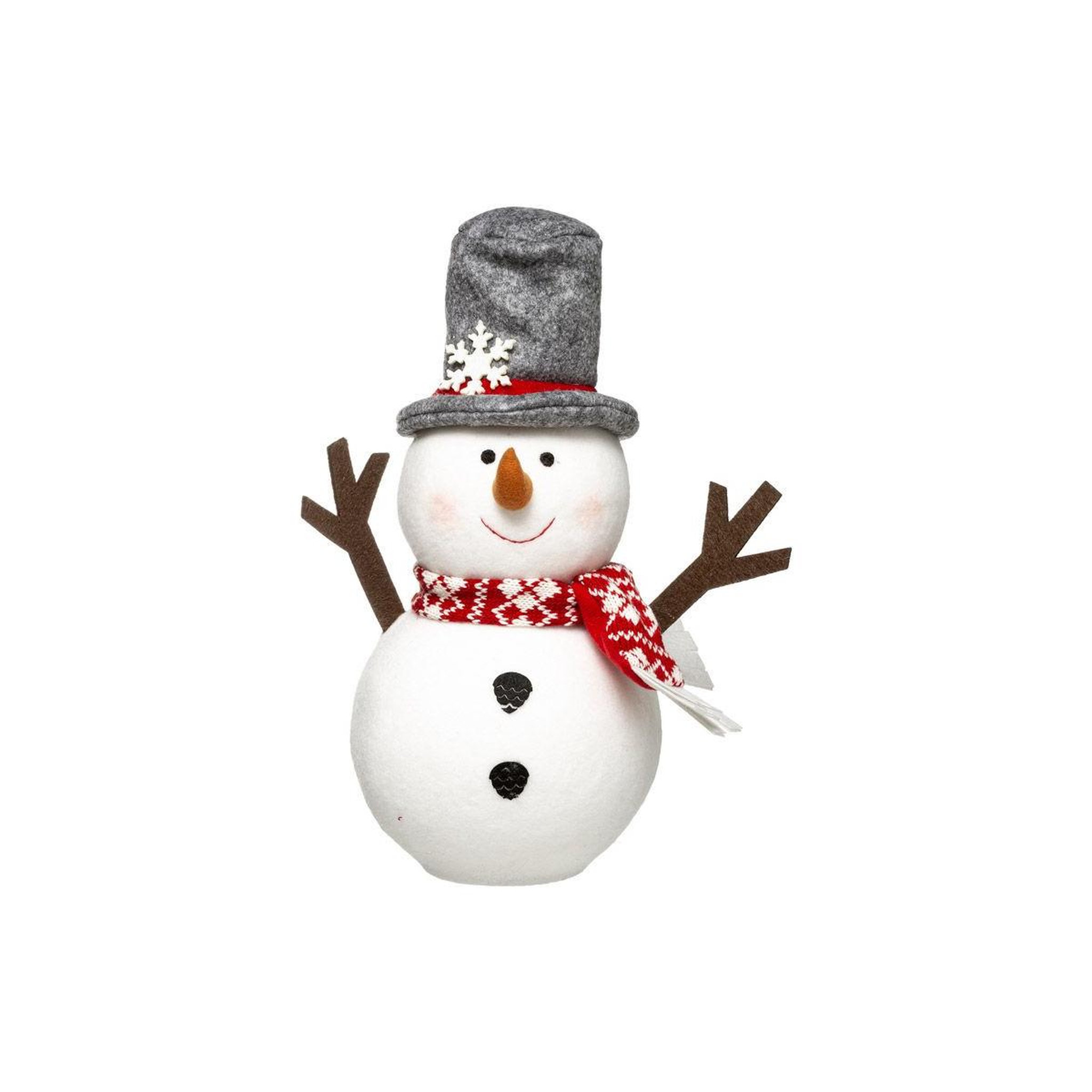 FEERIC LIGHT & CHRISTMAS Bonhomme de neige déco  chapeau  34cm blanc
