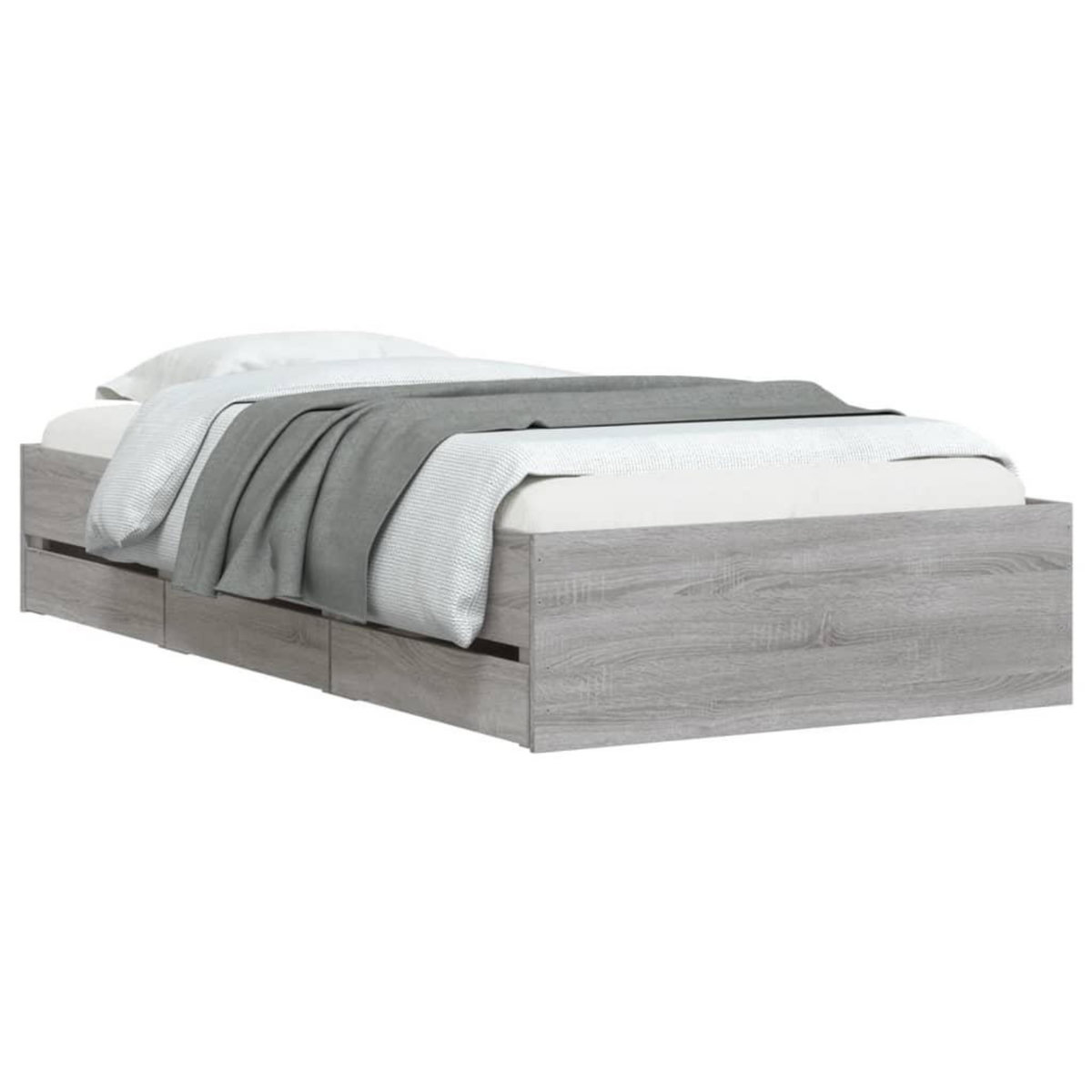 VIDAXL Cadre de lit avec tiroirs sans matelas sonoma gris 75x190 cm