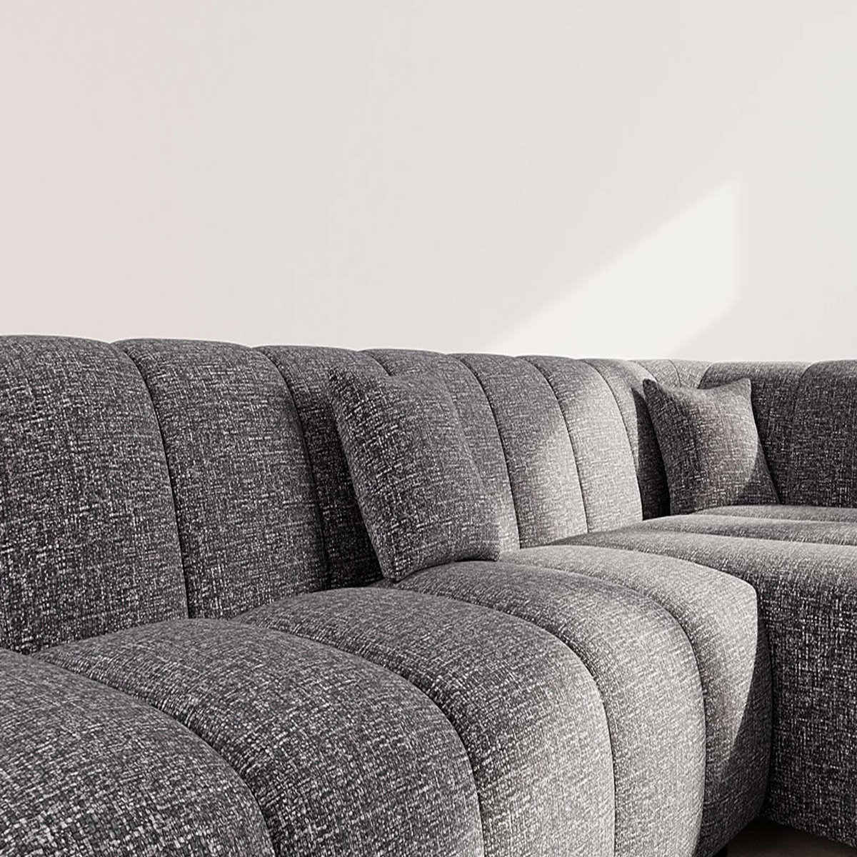 LISA DESIGN Curtis - canapé d'angle droit 4 places sans accoudoir en tissu texturé