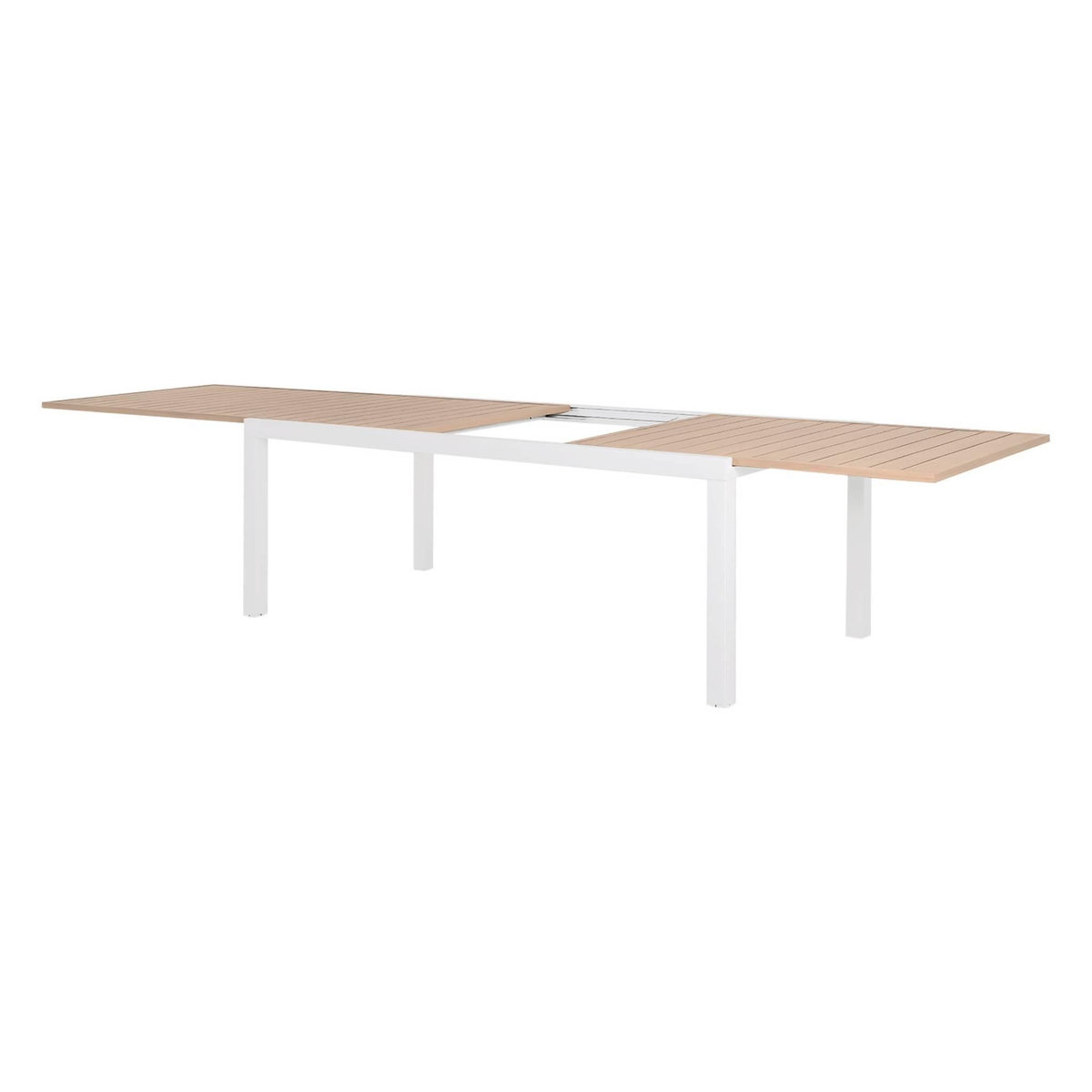 SWEEEK Table de jardin extensible aluminium blanc et plateau effet bois 10-12 places - Elora