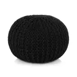 VIDAXL Pouf tricote a la main Coton 50 x 35 cm Noir