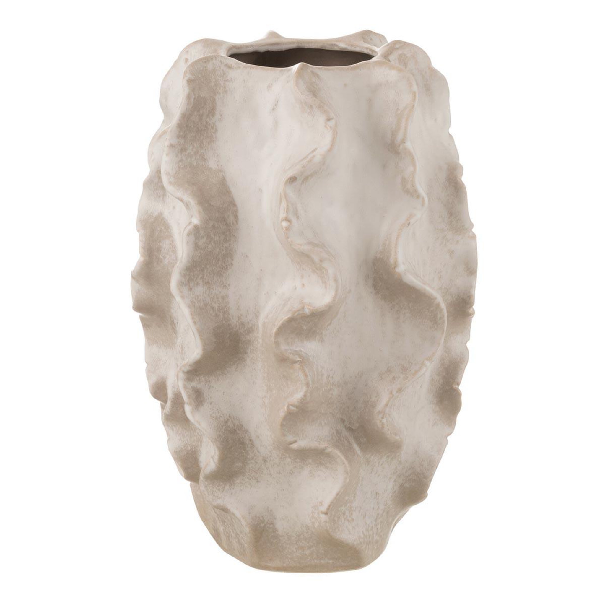 J-LINE Vase abstrait vagues  dewayne  37cm beige