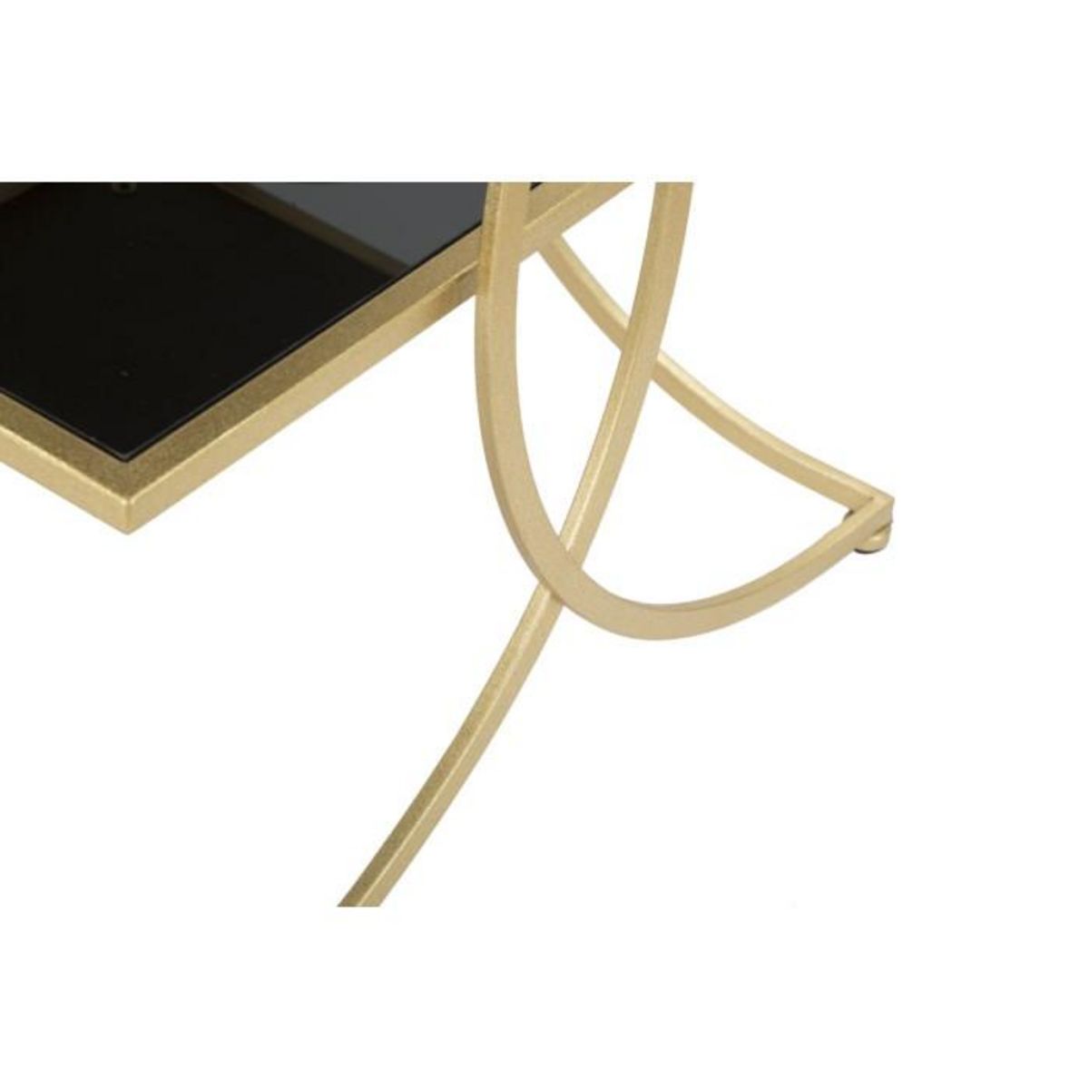 Paris Prix Table d'Appoint Double Design  Kim  55cm Noir & Or