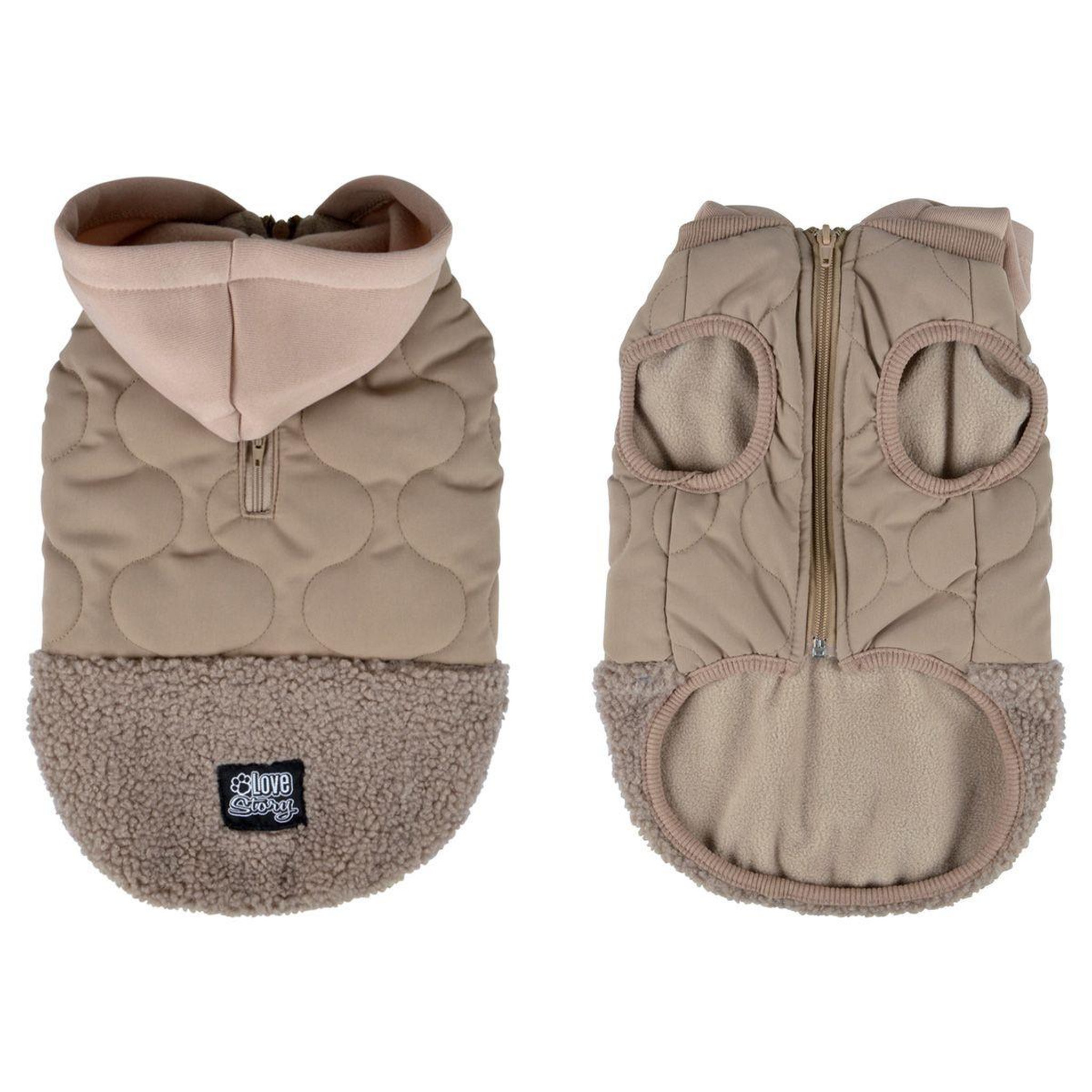 LOVE STORY Manteau matelassé pour chien  teddy  40cm beige