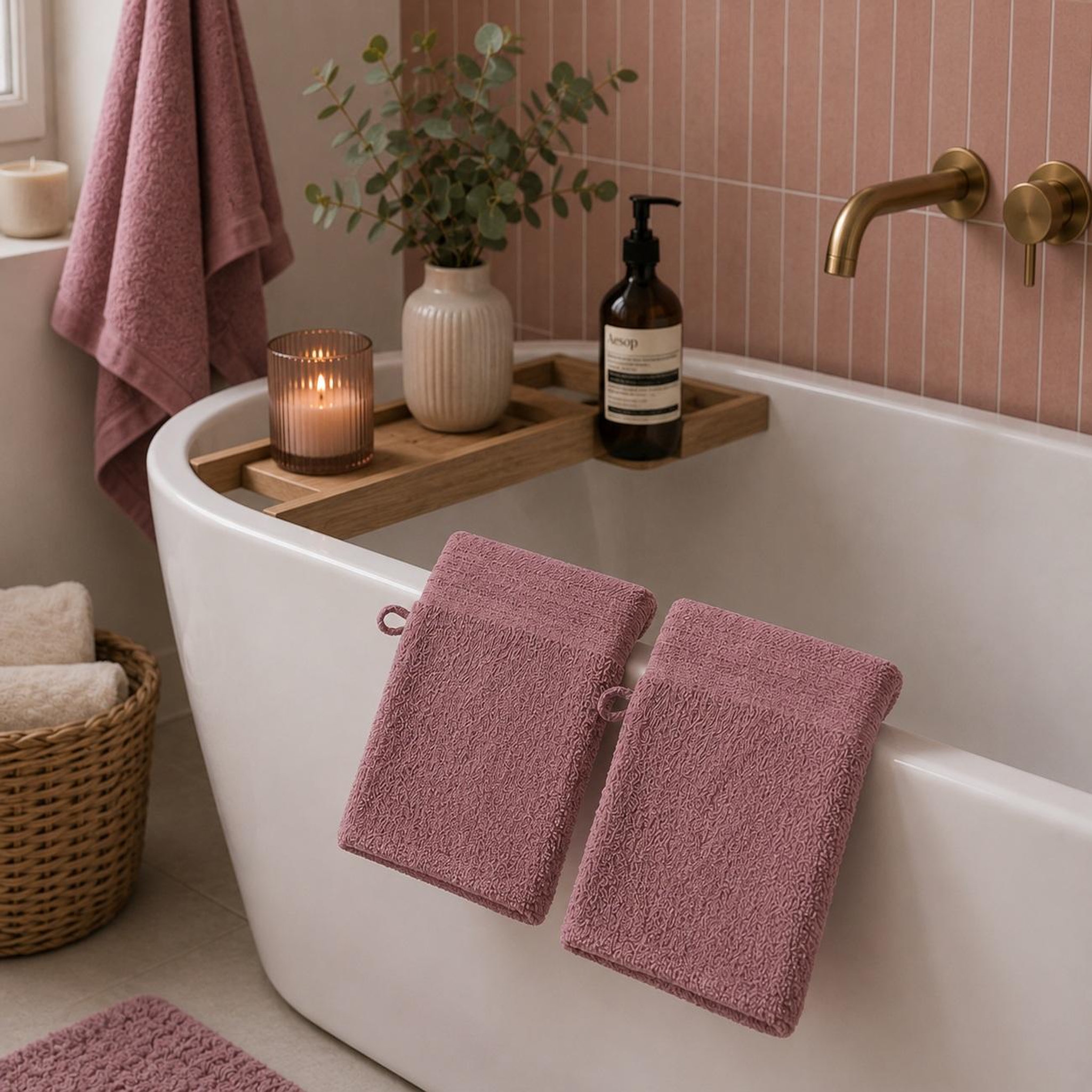 Voir la diapositive 5 : Eden Lot de 2 gants de toilette lilas