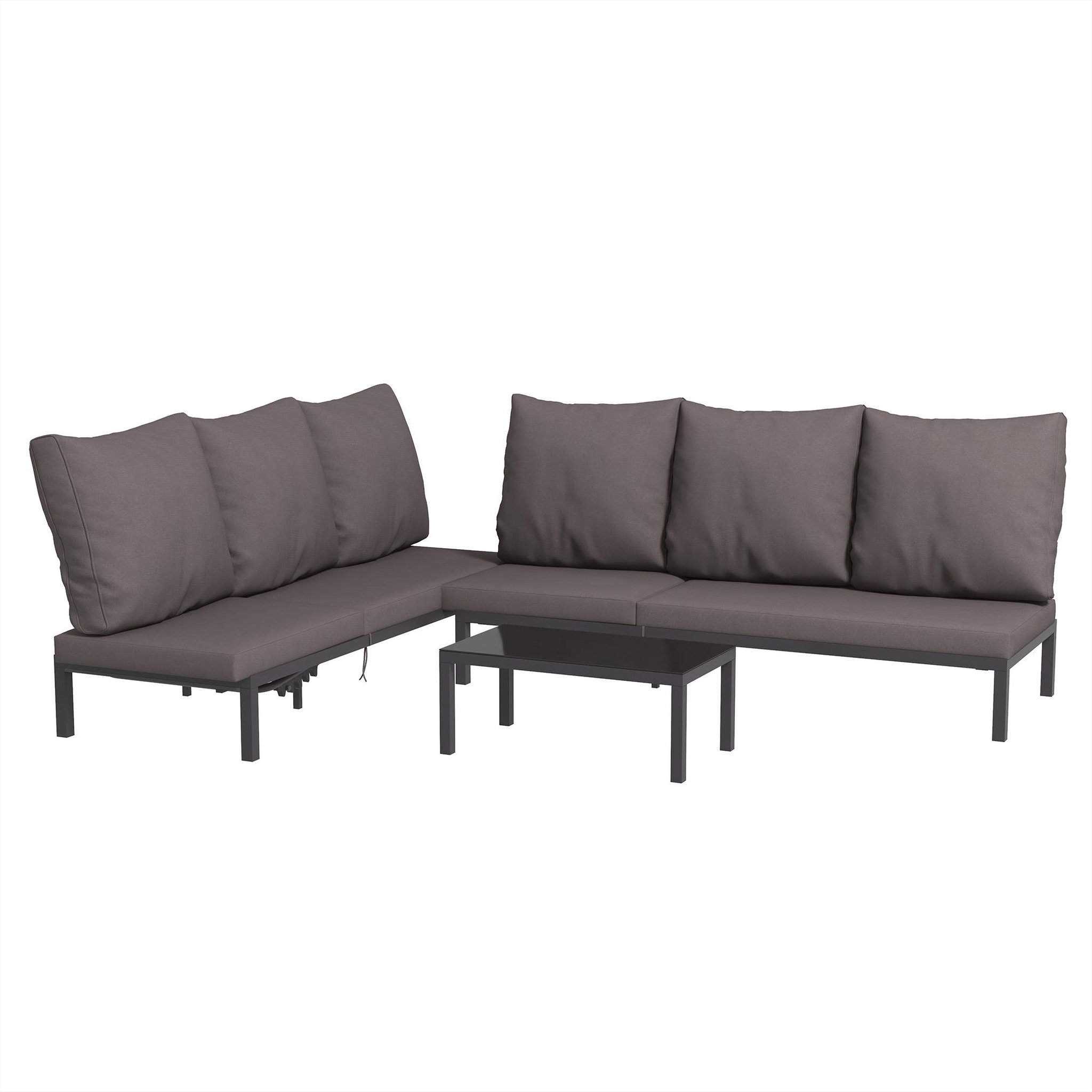 Voir la diapositive 1 : OUTSUNNY Ensemble de 2 bains de soleil inclinables avec matelas déhoussables
