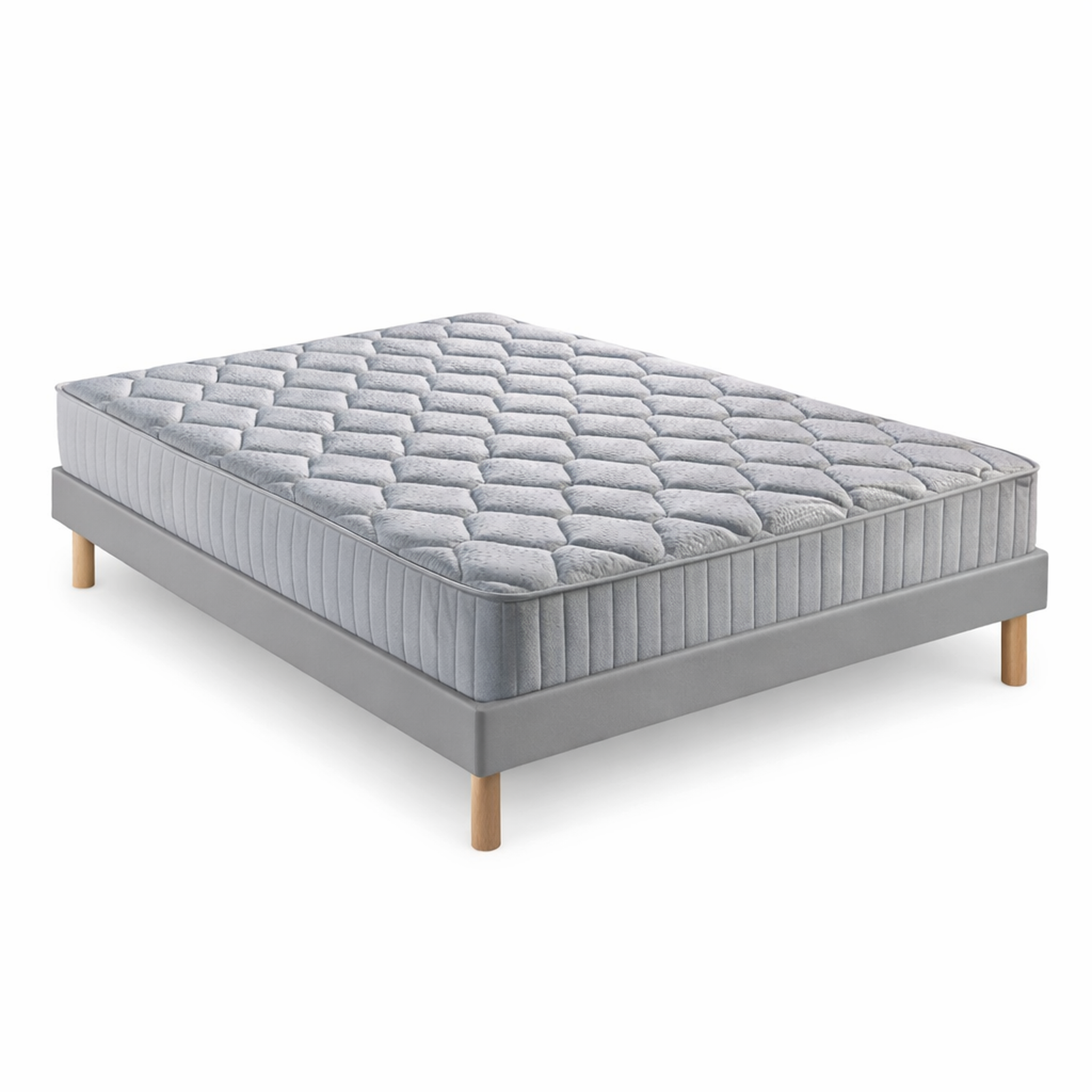 Voir la diapositive 2 : KING OF DREAMS Ensemble Sommier Tapissier et Matelas Latex Soutien Ferme