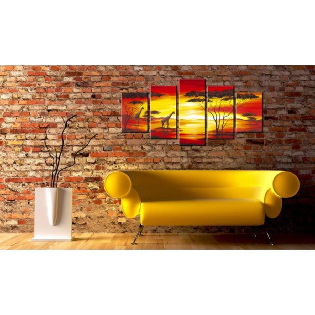 Paris Prix Tableau Imprimé  Girafes au Coucher du Soleil