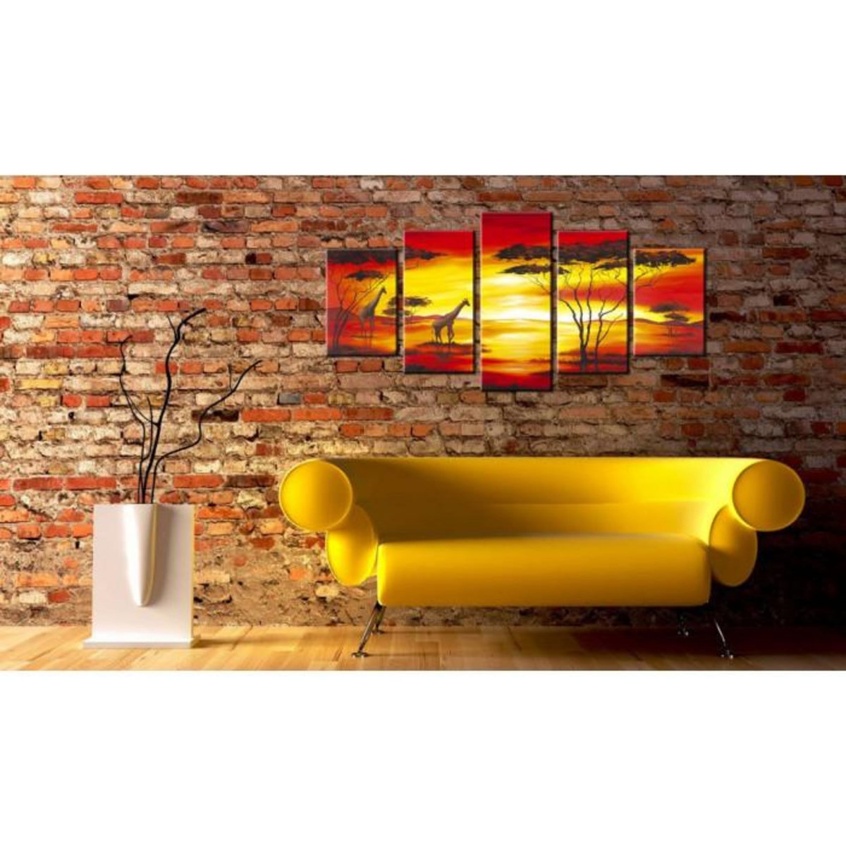 Paris Prix Tableau Imprimé  Girafes au Coucher du Soleil