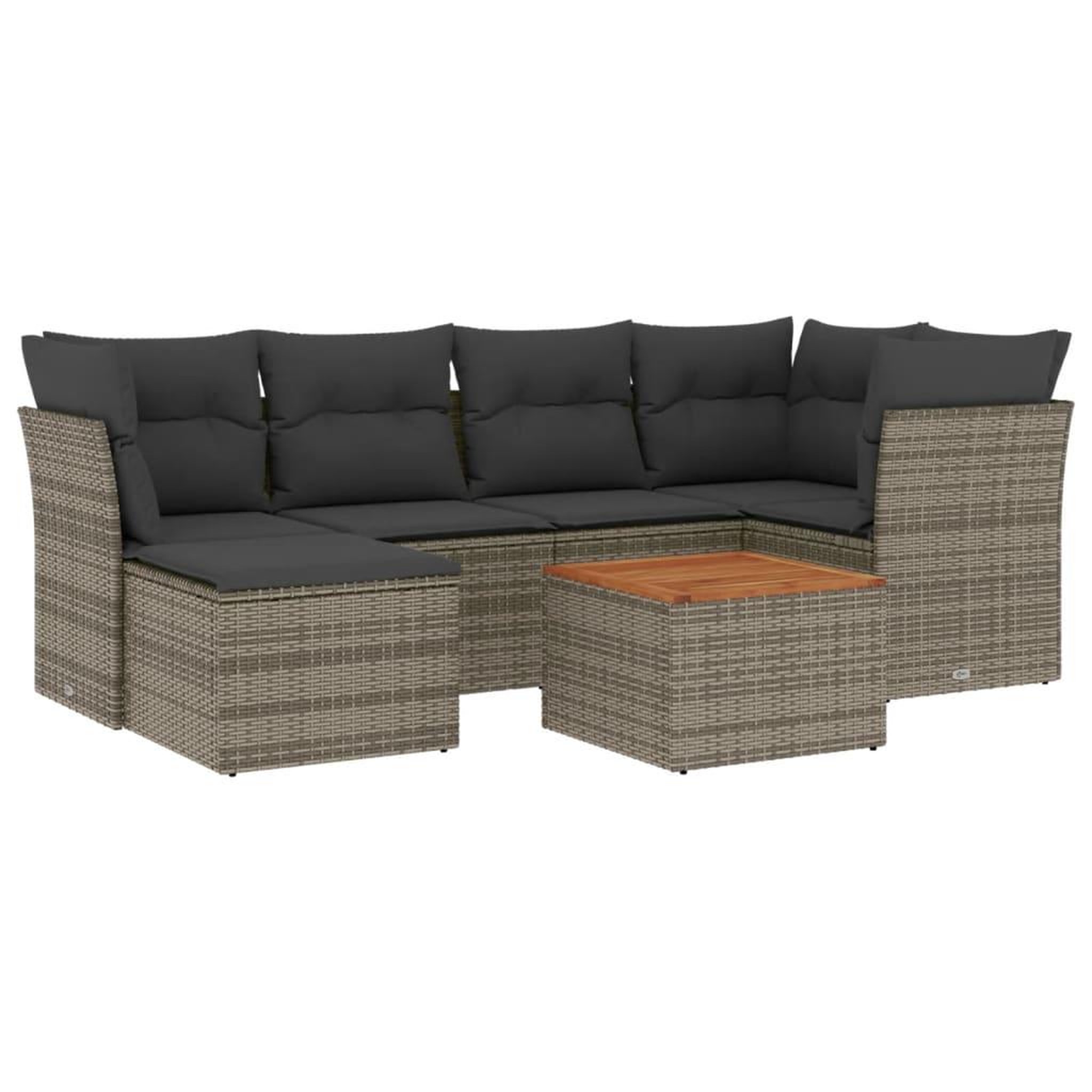 Voir la diapositive 2 : VIDAXL Salon de jardin avec coussins 7 pcs gris resine tressee