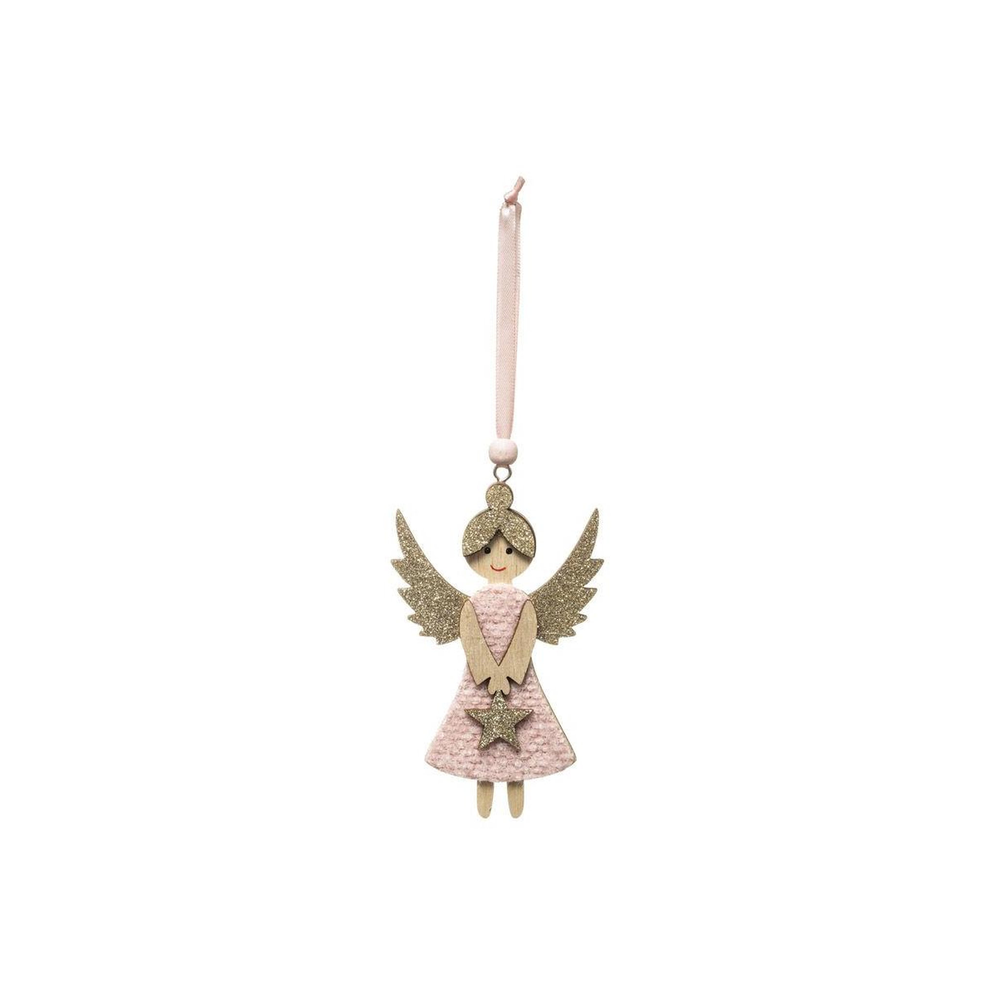 FEERIC LIGHT & CHRISTMAS Sujet de noël ange  héritage  12cm rose