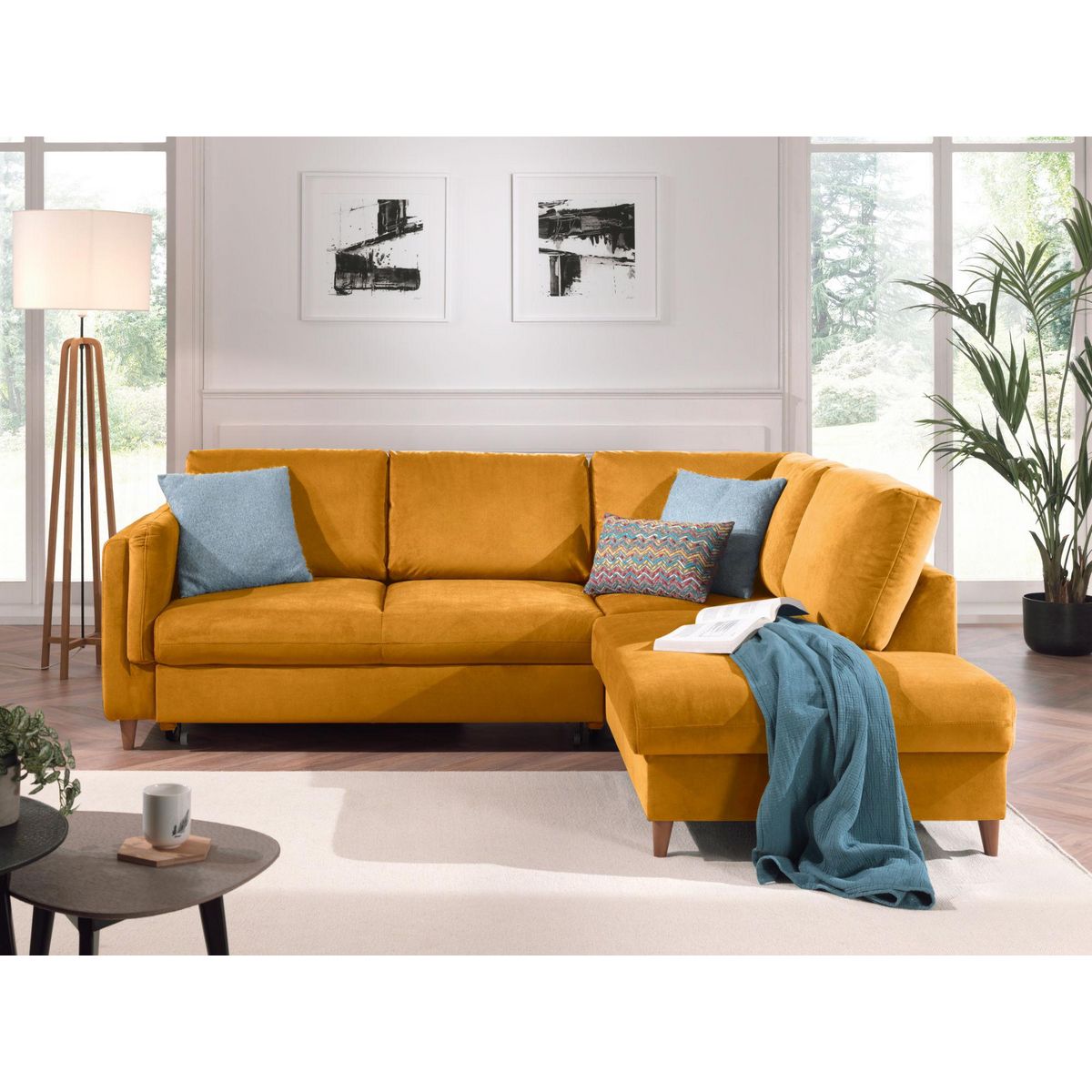 LISA DESIGN Brooke - canapé d'angle droit - convertible - 5 places - en velours