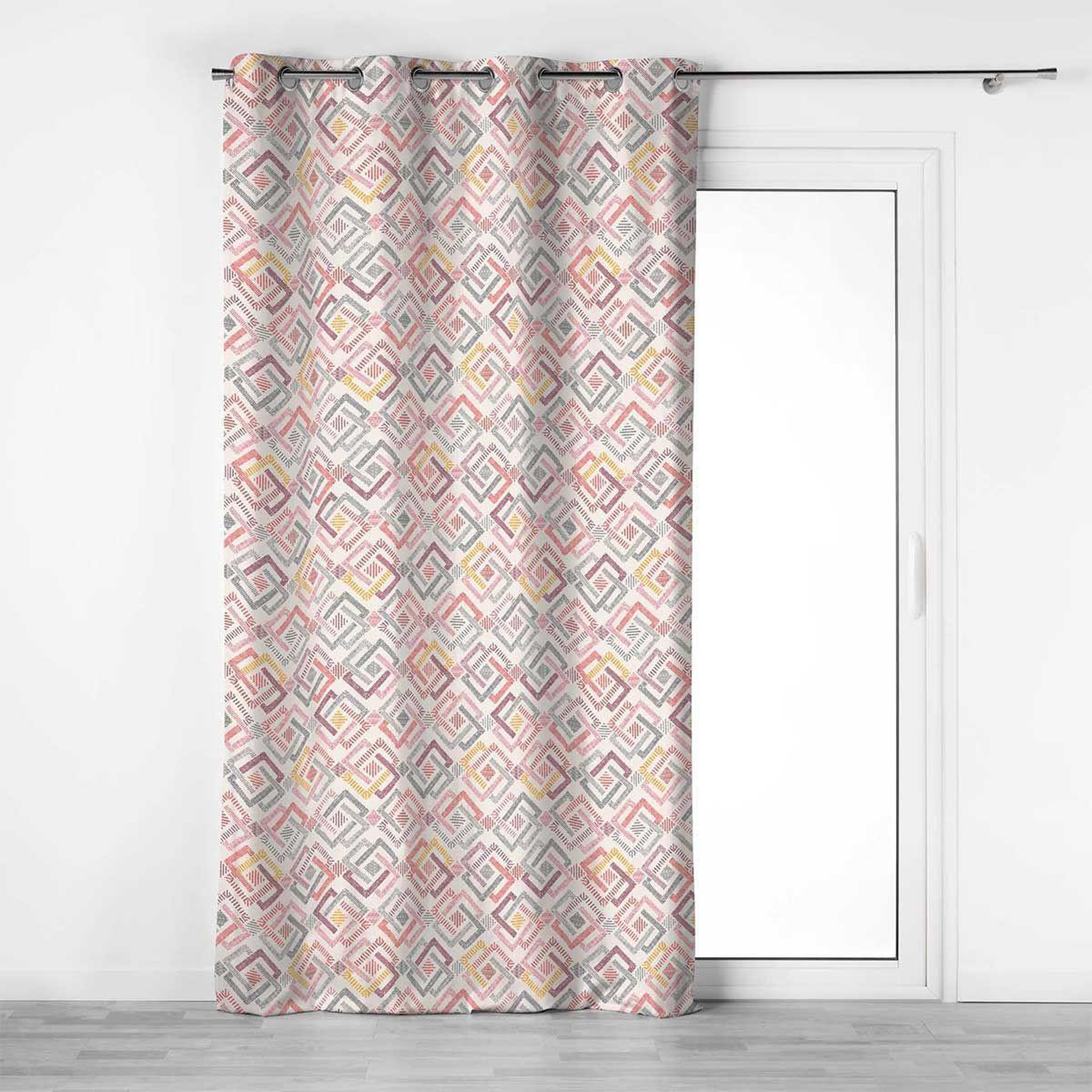 Douceur d'Intérieur Rideau à œillets imprimé  zoula  140x240cm corail