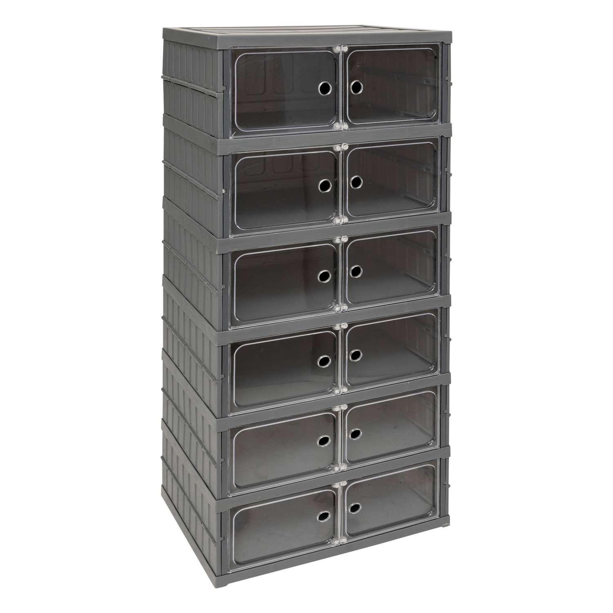 FIVE Tour de rangement pliable avec 6 étages en plastique - Gris