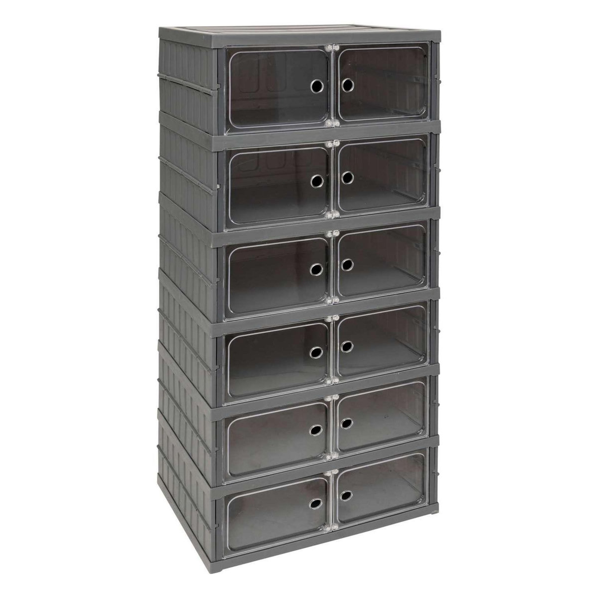 FIVE Tour de rangement pliable avec 6 étages en plastique - Gris