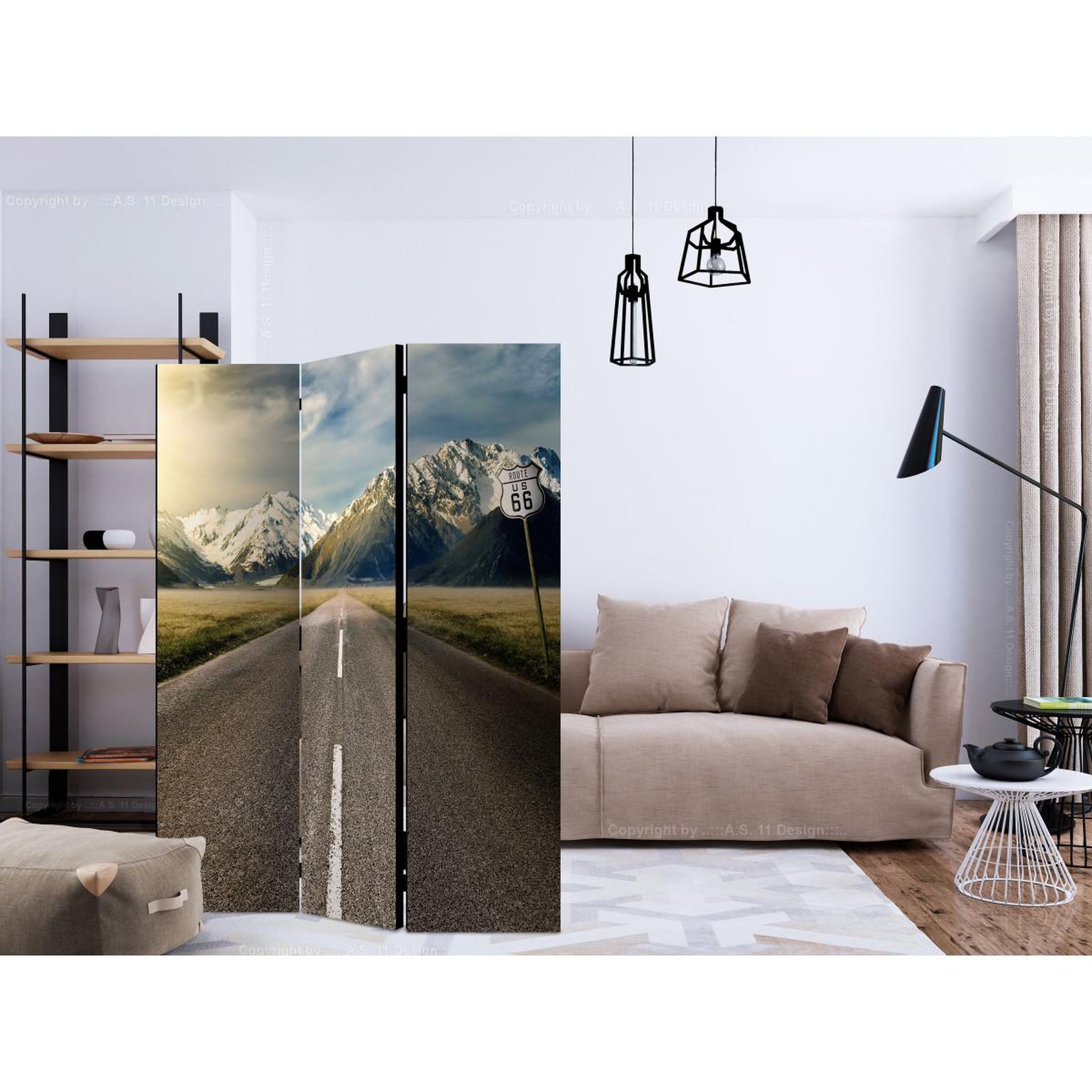 Voir la diapositive 2 : Paris Prix Paravent 3 volets  the long road  135x172cm