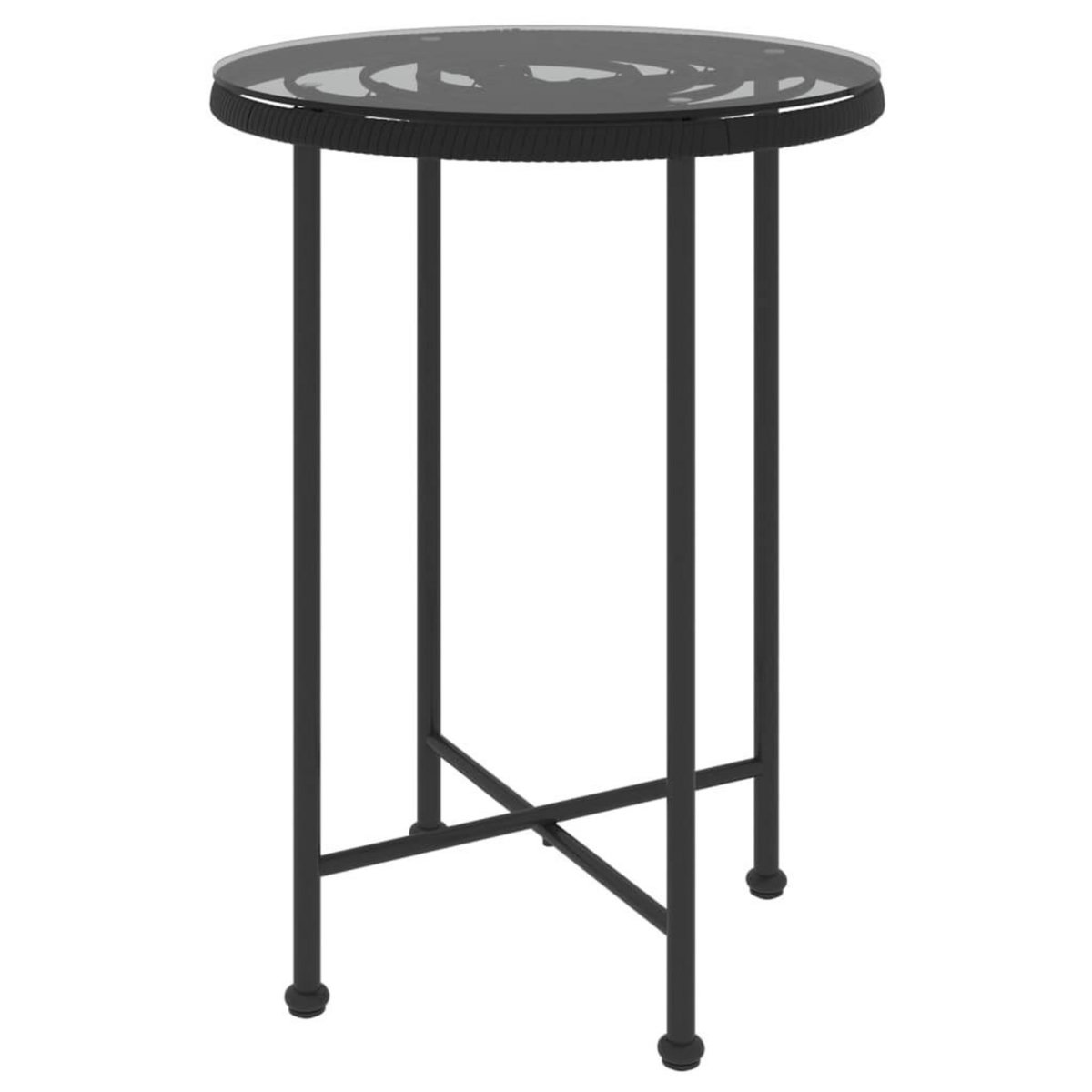 VIDAXL Table de salle a manger Noir Ø55 cm Verre trempe et acier