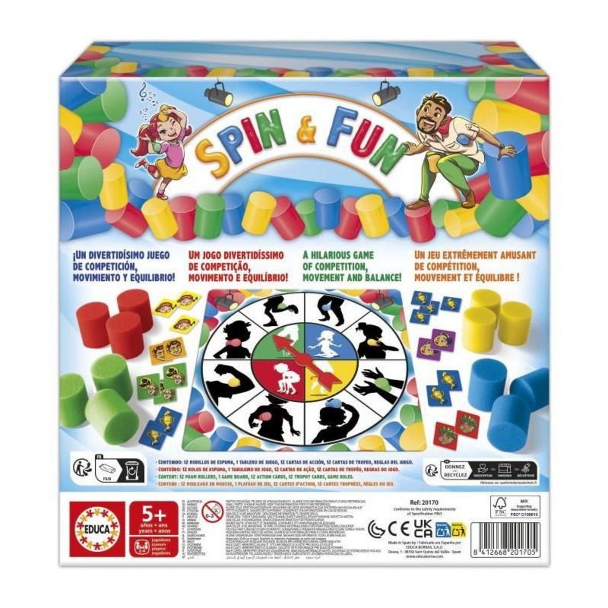 EDUCA Spin & Fun - Jeu d'équilibre - EDUCA - Teste l'agilité et l'équilibre - 2 a 4 joueurs - Des 5 ans