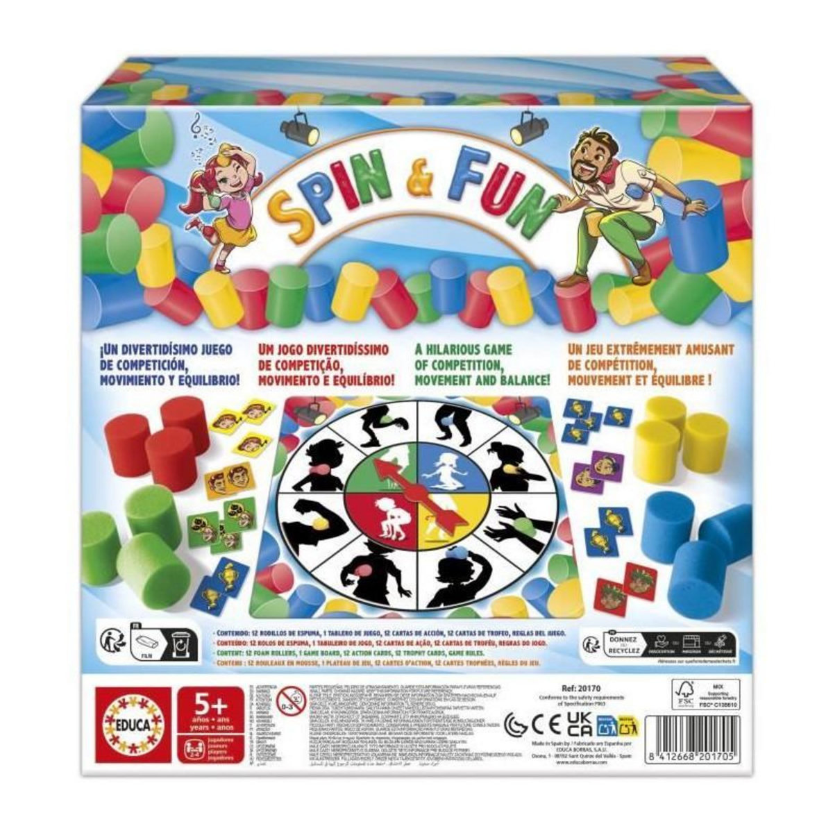 EDUCA Spin & Fun - Jeu d'équilibre - EDUCA - Teste l'agilité et l'équilibre - 2 a 4 joueurs - Des 5 ans