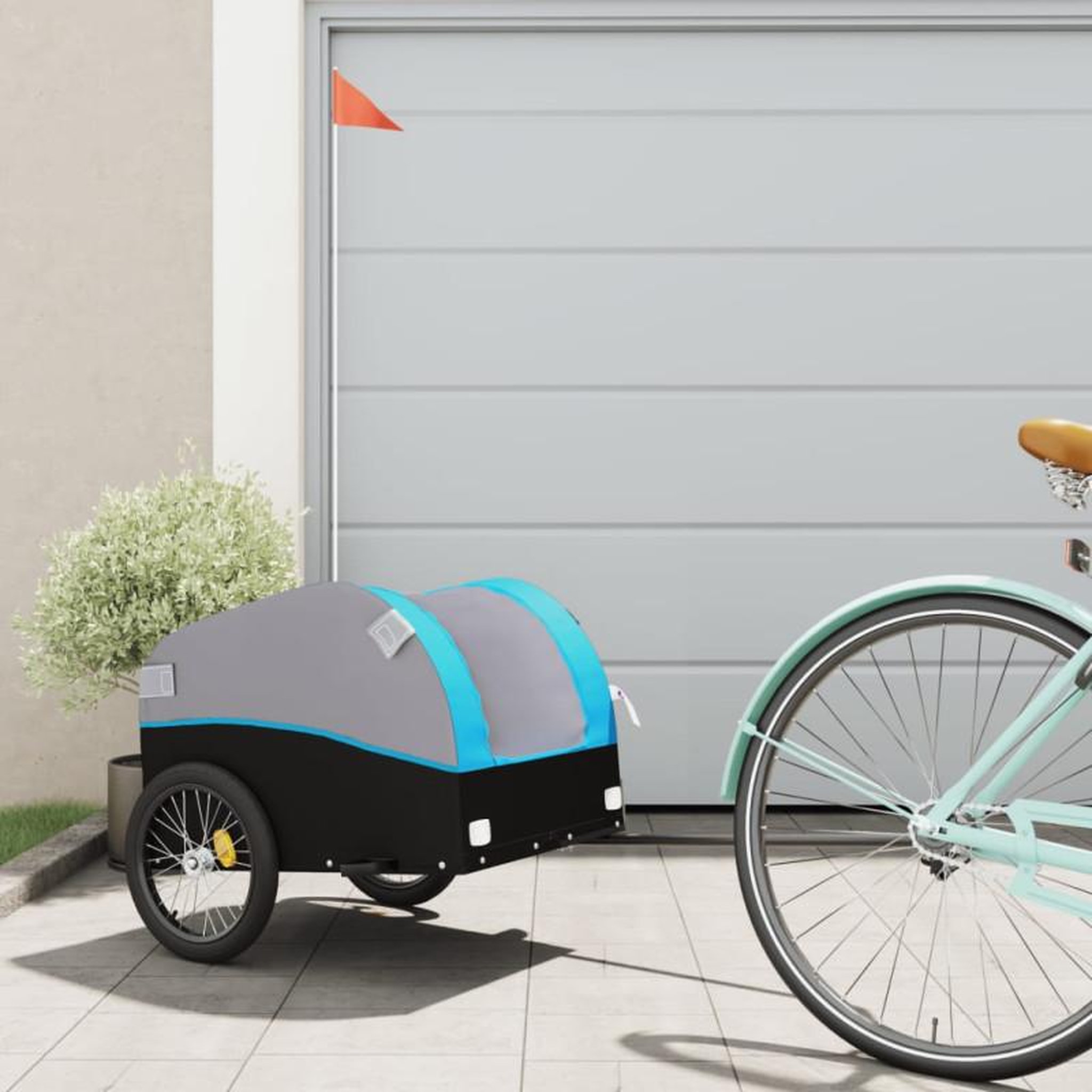 VIDAXL Remorque de vélo noir et bleu 30 kg fer