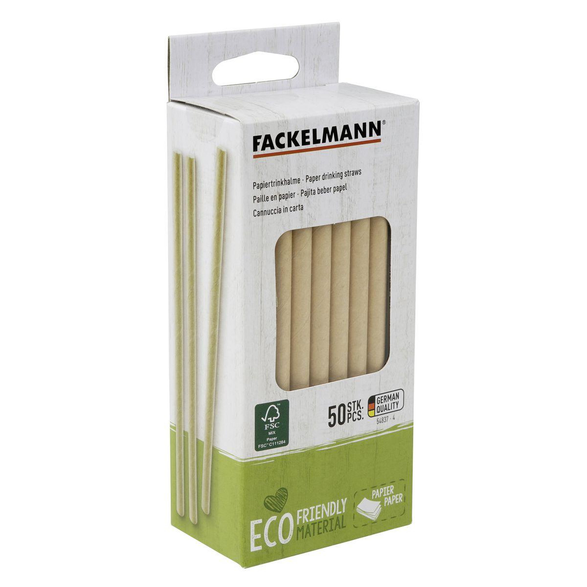 Fackelmann Boite de 50 pailles en papier rigide brun 15 cm fackelmann nature