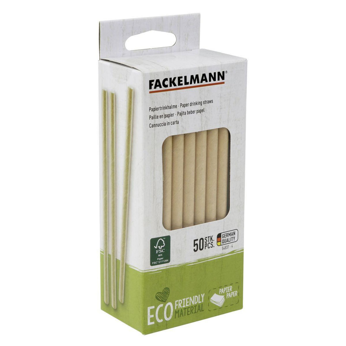 Fackelmann Boite de 50 pailles en papier rigide brun 15 cm Fackelmann Nature