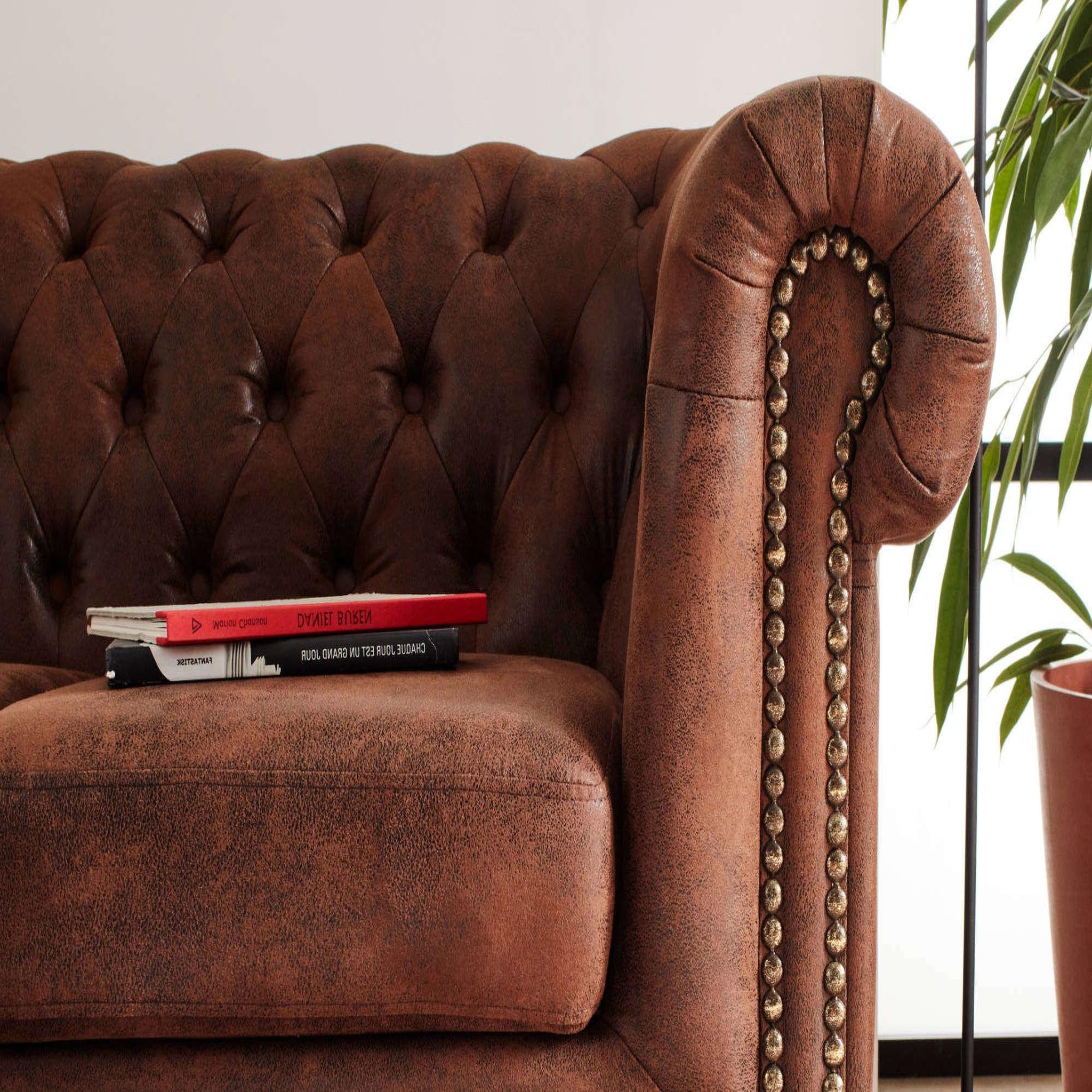 Voir la diapositive 3 : LISA DESIGN Winston - canapé d'angle chesterfield - 4 places - style industriel - gauche