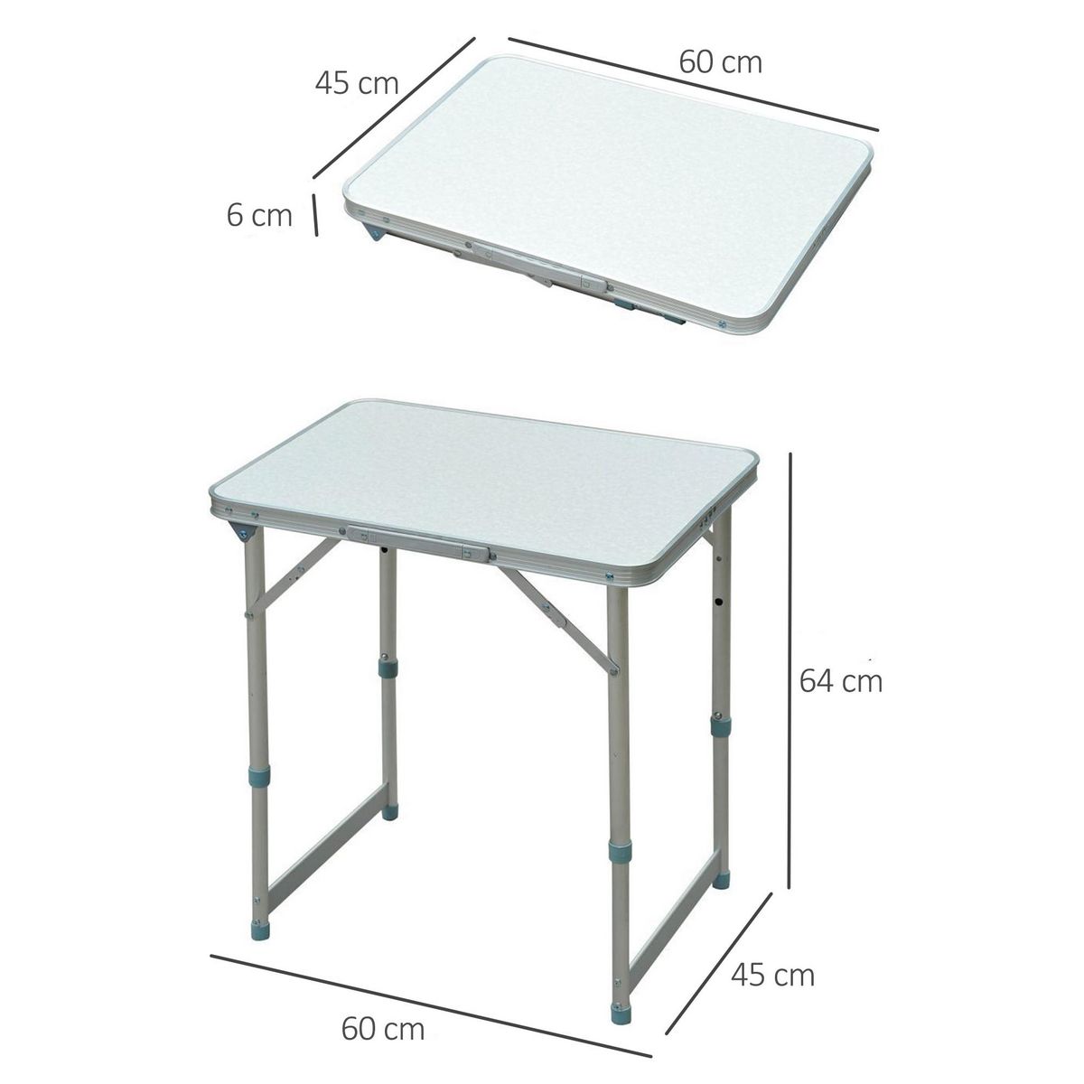 OUTSUNNY Table pliante table de camping table de jardin hauteur réglable aluminium MDF blanc
