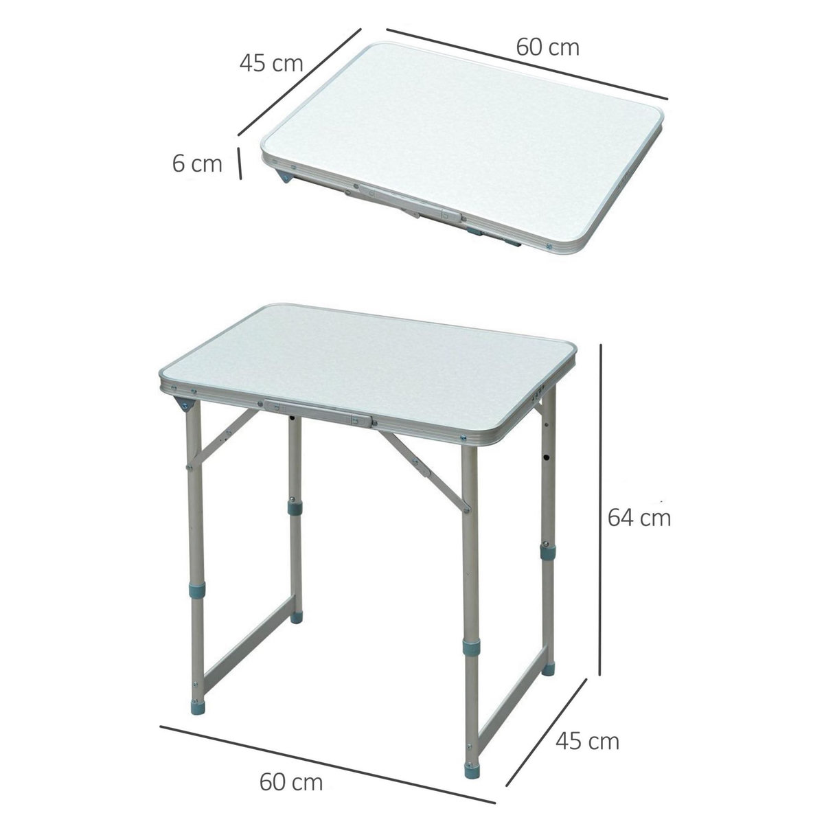 OUTSUNNY Table pliante table de camping table de jardin hauteur réglable aluminium MDF blanc