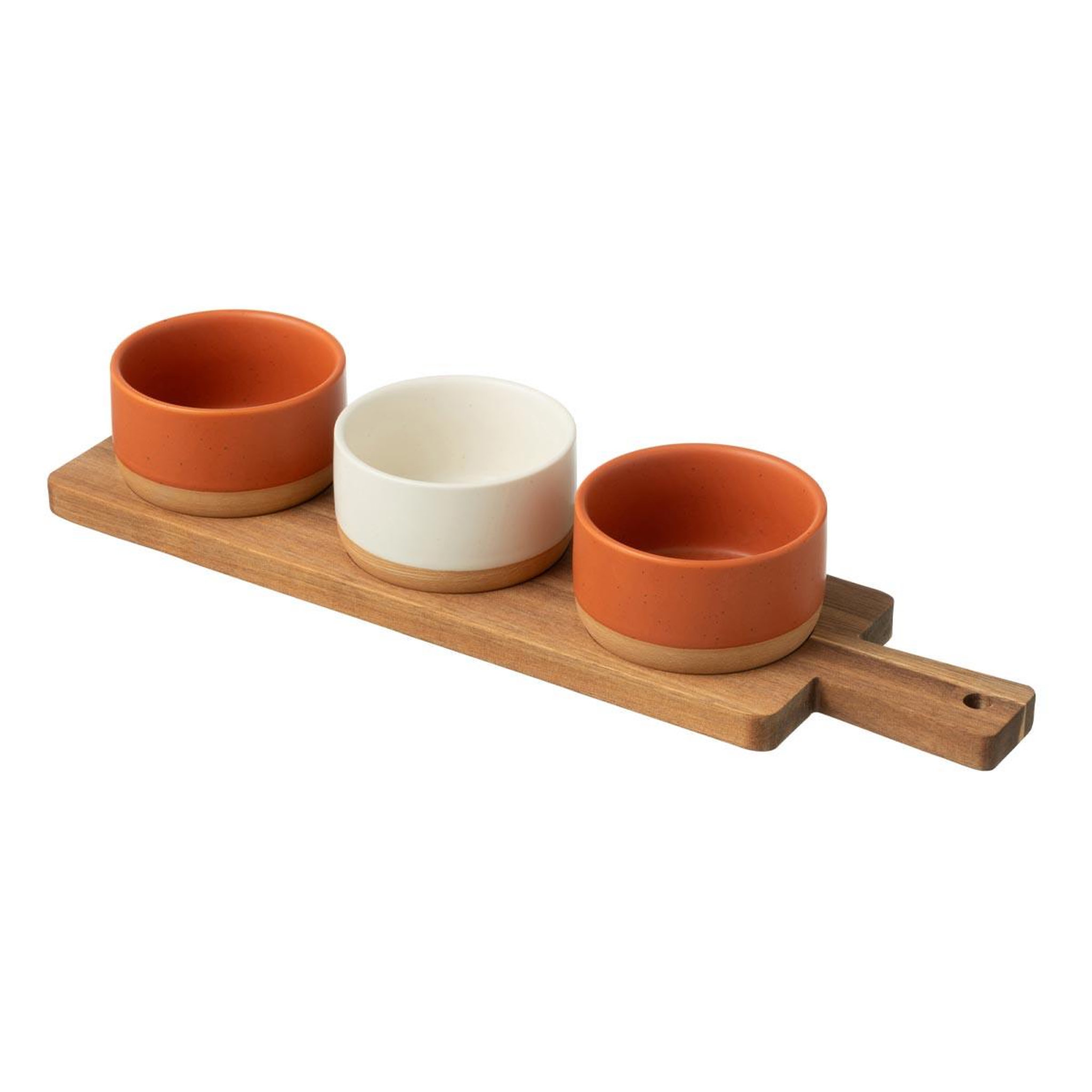J-LINE Service apéritif 4 pièces  avery  39cm orange & blanc