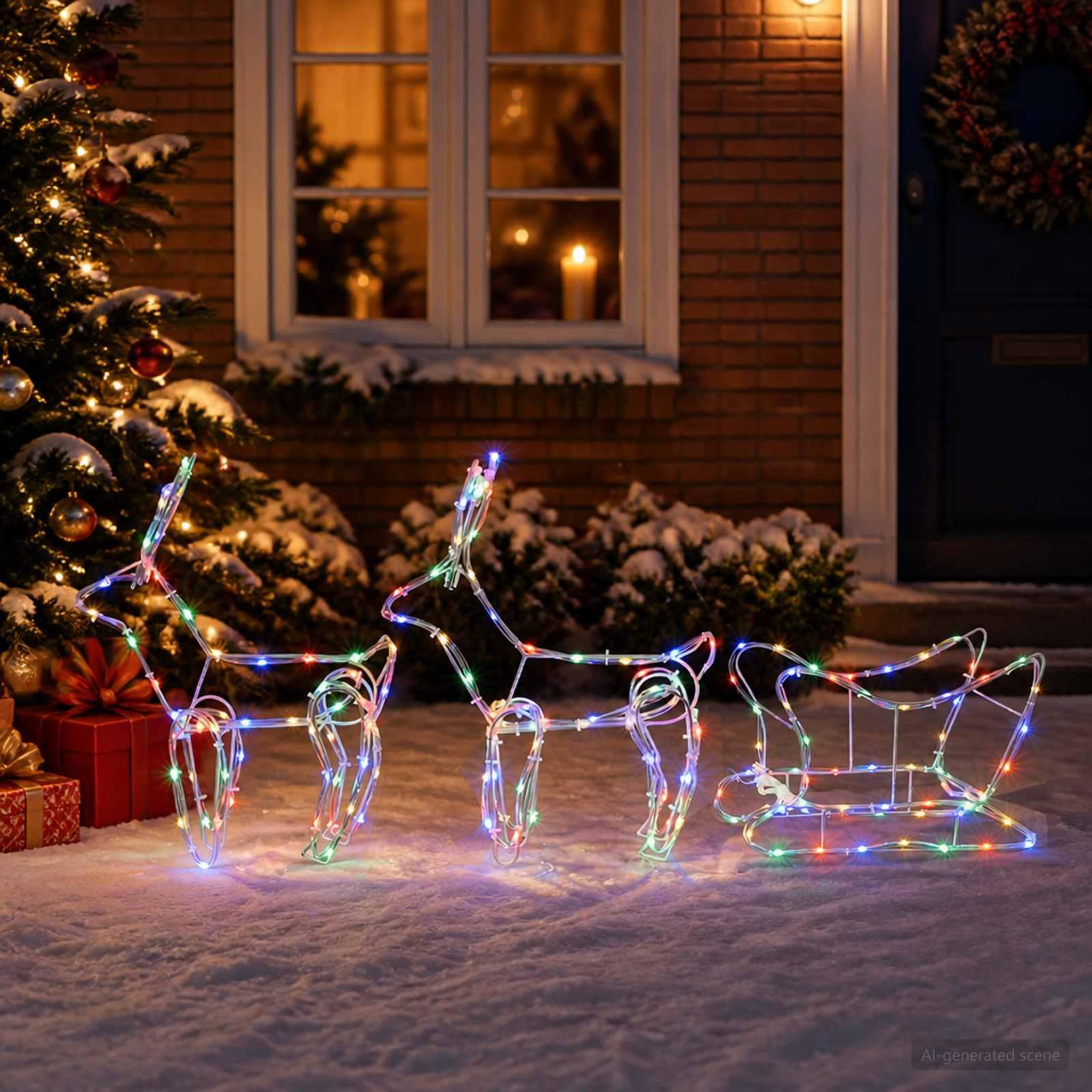 Voir la diapositive 2 : VIDAXL Decoration de Noël en renne et traîneau LOVIISA 240 LED
