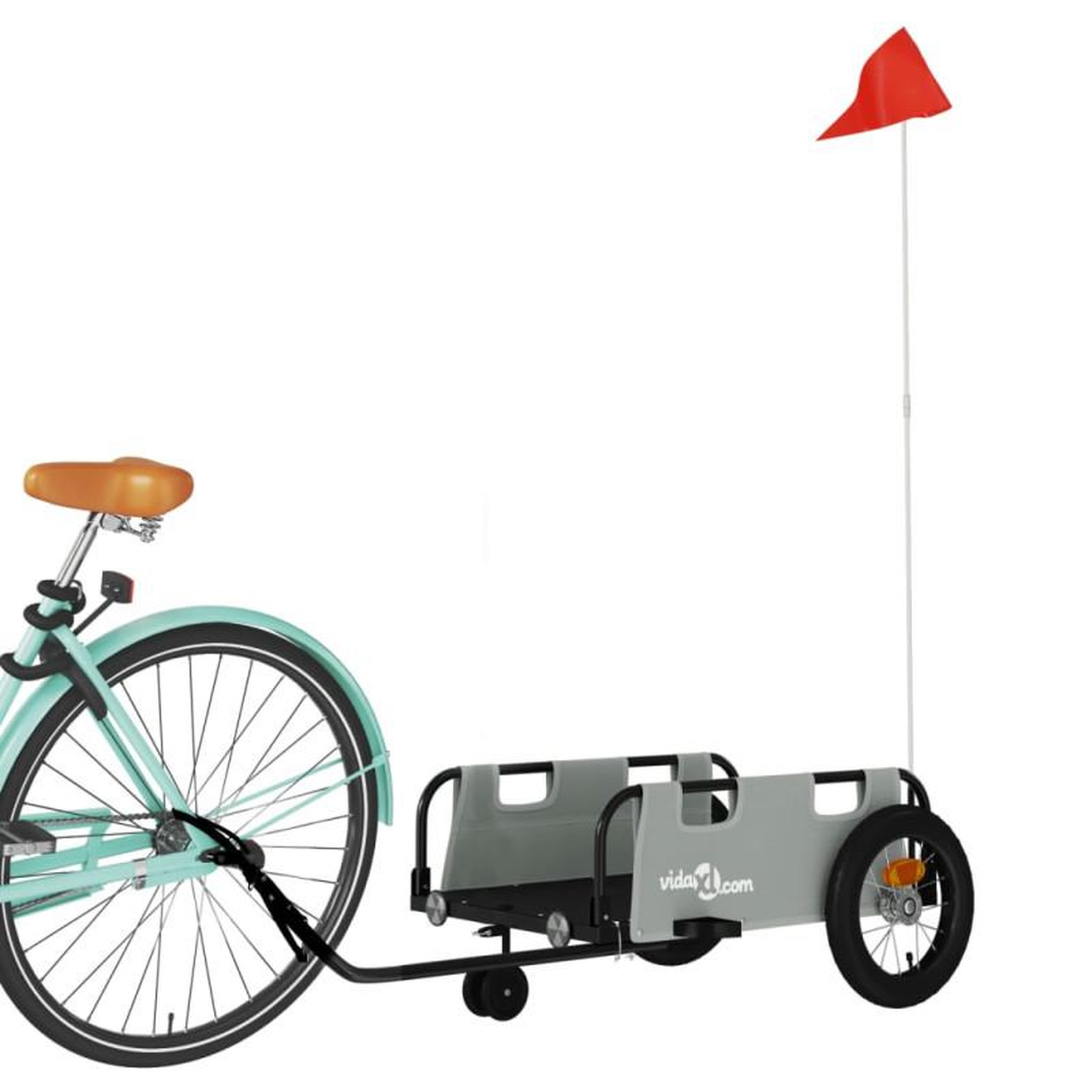 Voir la diapositive 3 : VIDAXL Remorque de vélo gris tissu oxford et fer