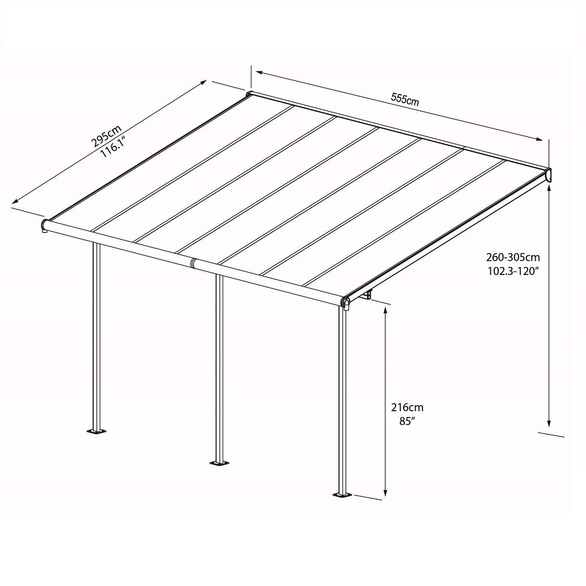 Pergola adossable aluminiun - 16.37m²  
