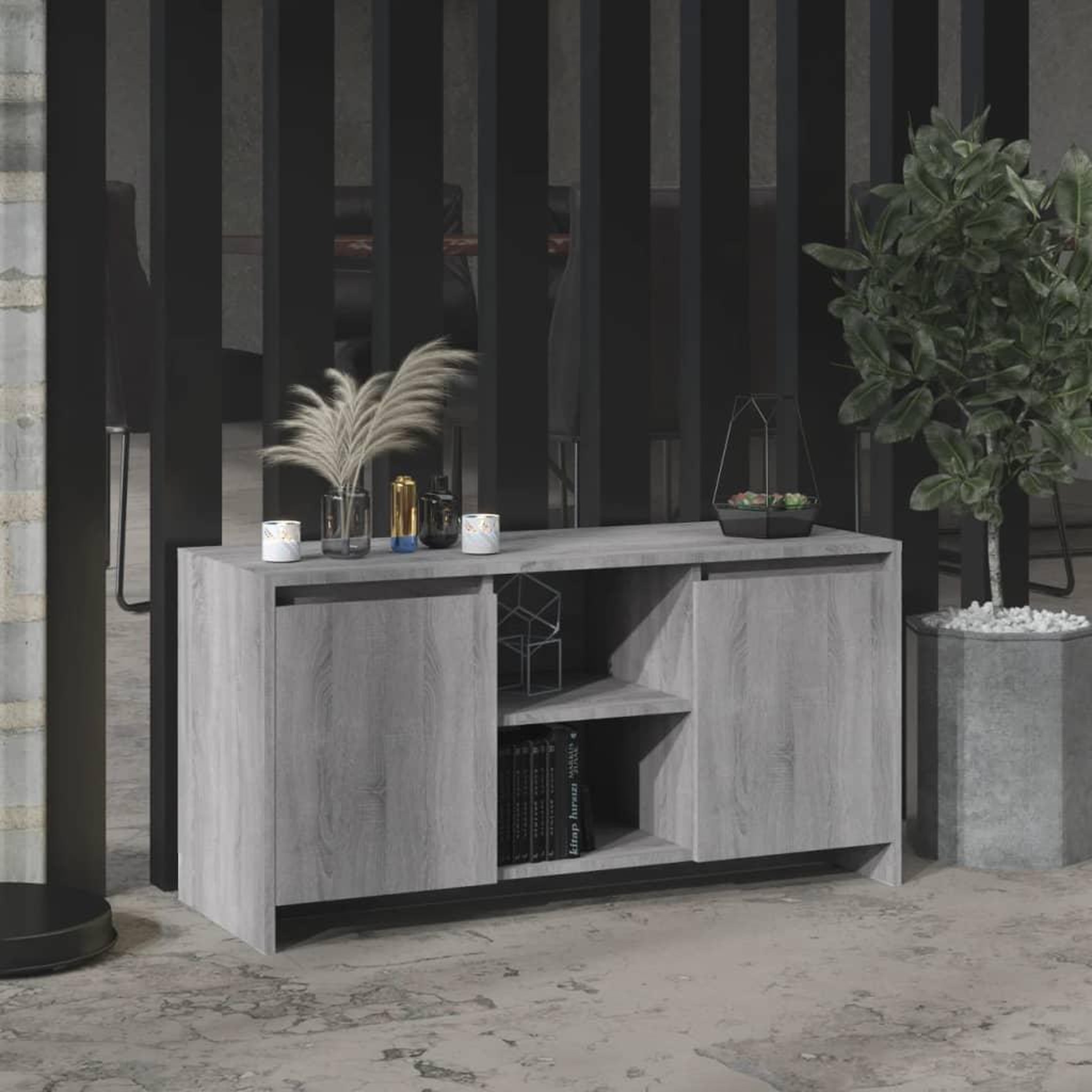 Voir la diapositive 1 : VIDAXL Meuble TV Sonoma gris 102x37,5x52,5 cm Bois d'ingenierie