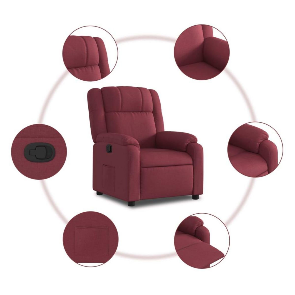 VIDAXL Fauteuil inclinable Rouge bordeaux Tissu