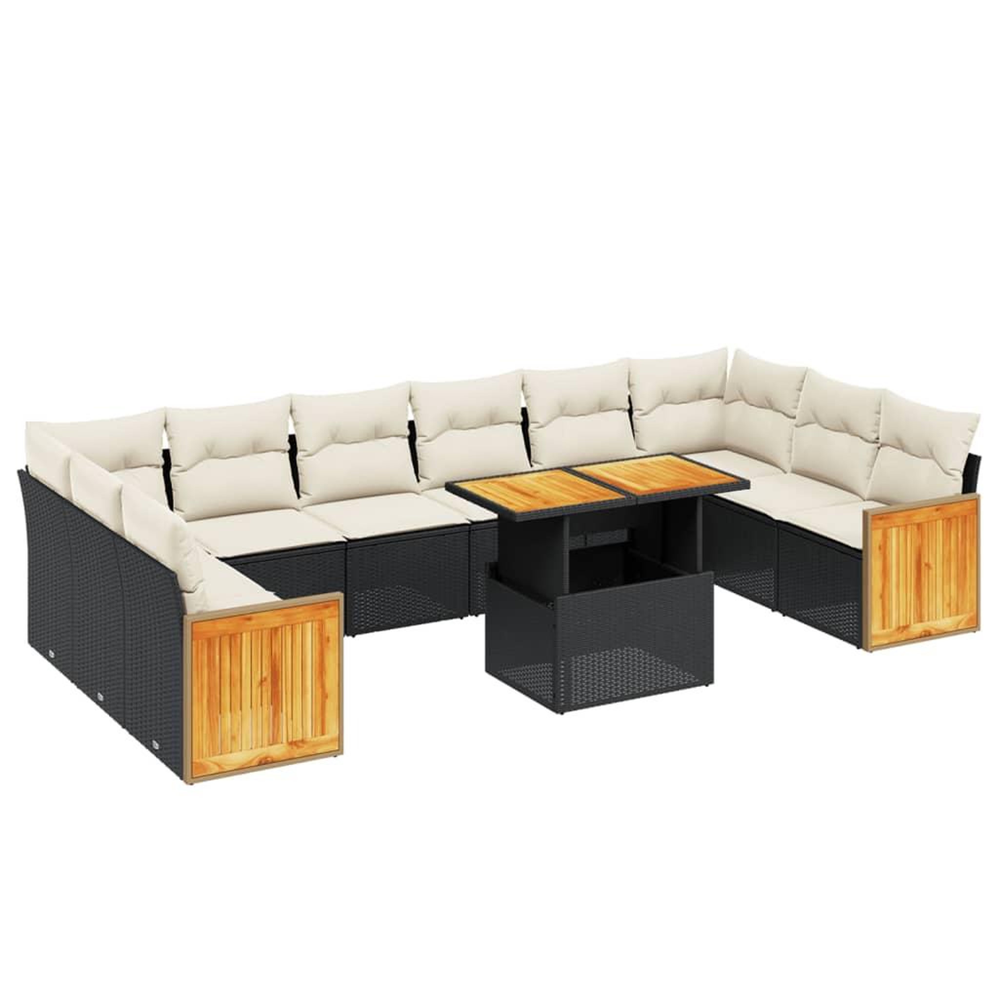 Voir la diapositive 2 : VIDAXL Salon de jardin 11 pcs avec coussins noir resine tressee