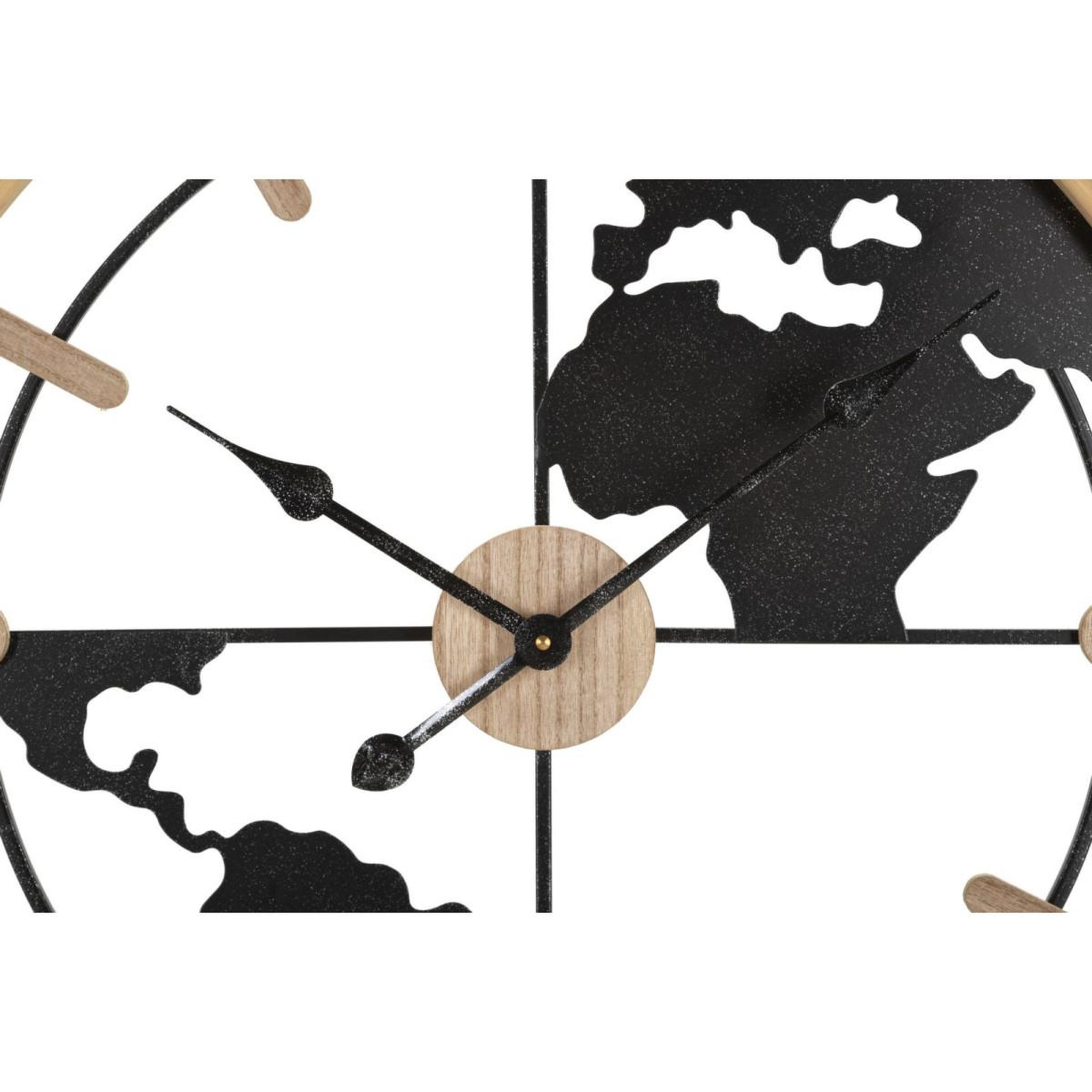 Voir la diapositive 2 : Paris Prix Horloge murale en métal  world  60cm noir & naturel