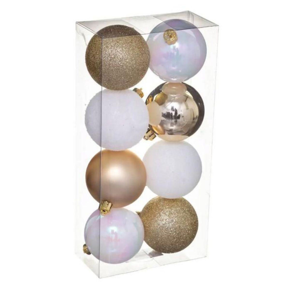 ATMOSPHERA Lot de 8 Boules de Noël  Colorama  7cm Or & Blanc