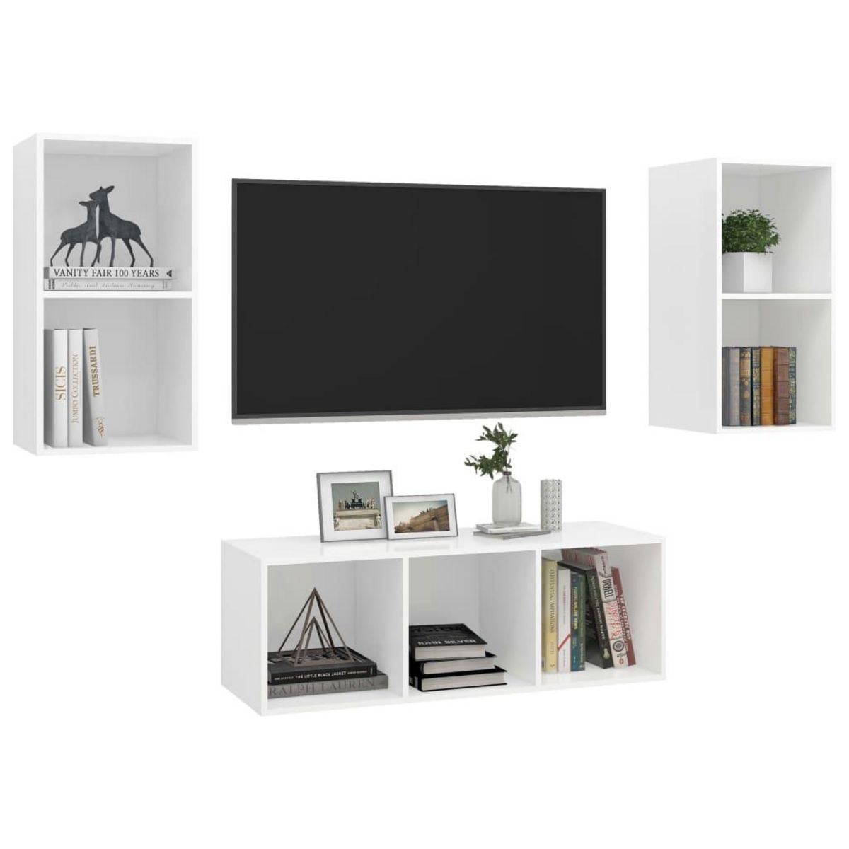 VIDAXL Ensemble de meuble TV 3 pcs Blanc Bois d'ingenierie
