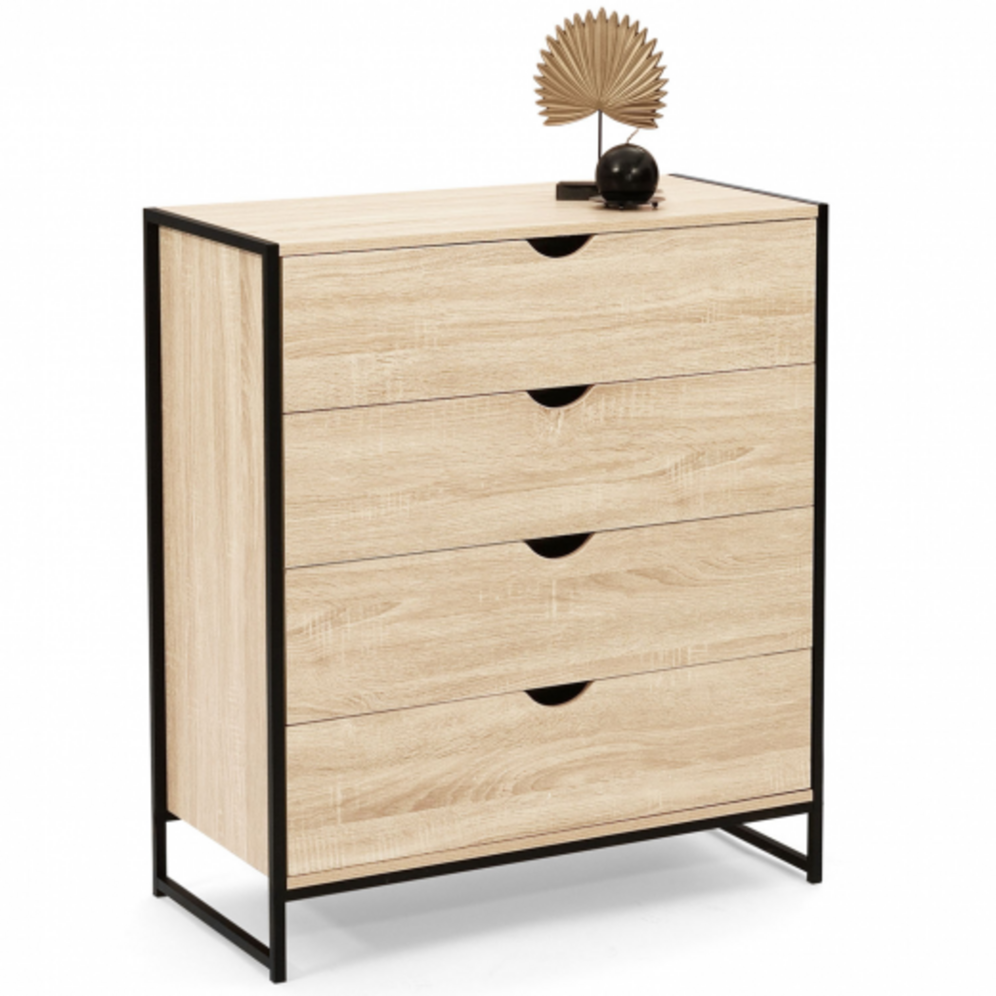 ID MARKET Commode 4 tiroirs DETROIT 80 cm design industriel pas cher ...