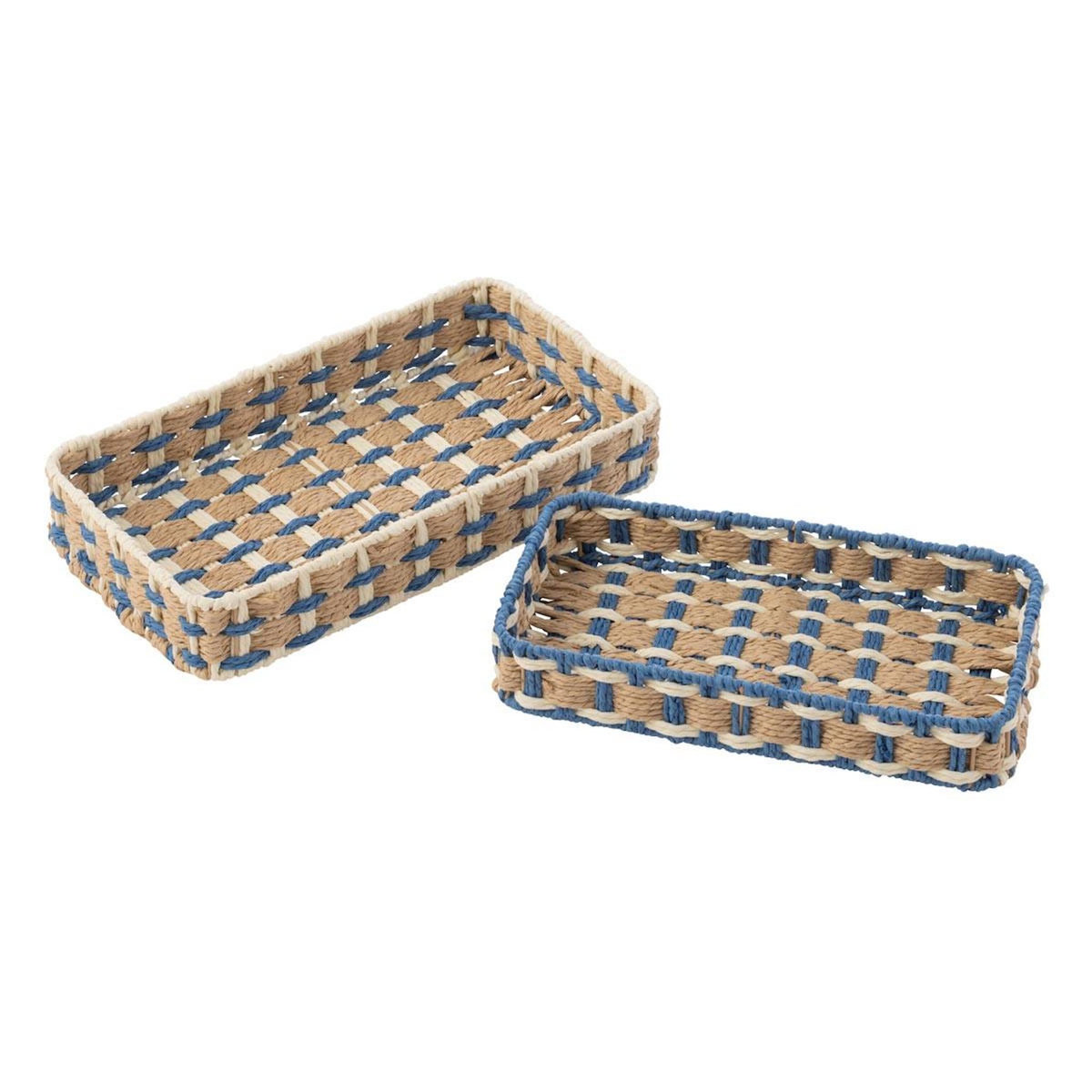 Paris Prix Lot de 2 Paniers de Rangement  Lupe  38cm Naturel & Bleu