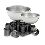 ZENKER Set avec 1 Plaque pâtisserie avec 12 mini moules ronds, 1 spatule Zenker et 2 bols à mixer en inox Fackelmann