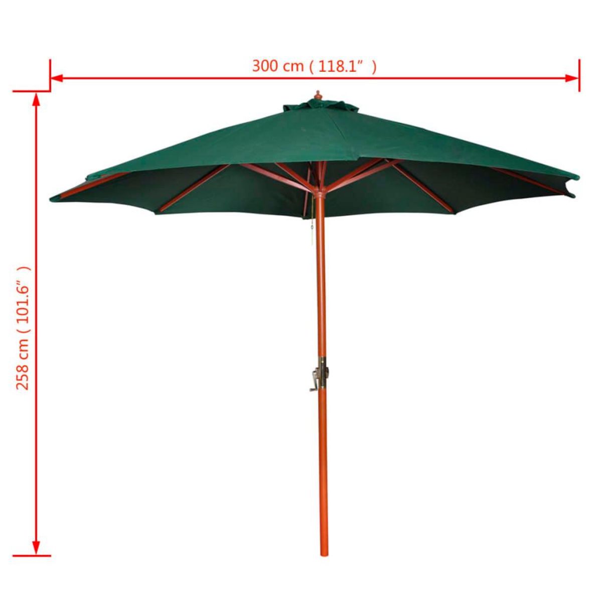 VIDAXL Parasol Vert 258 cm