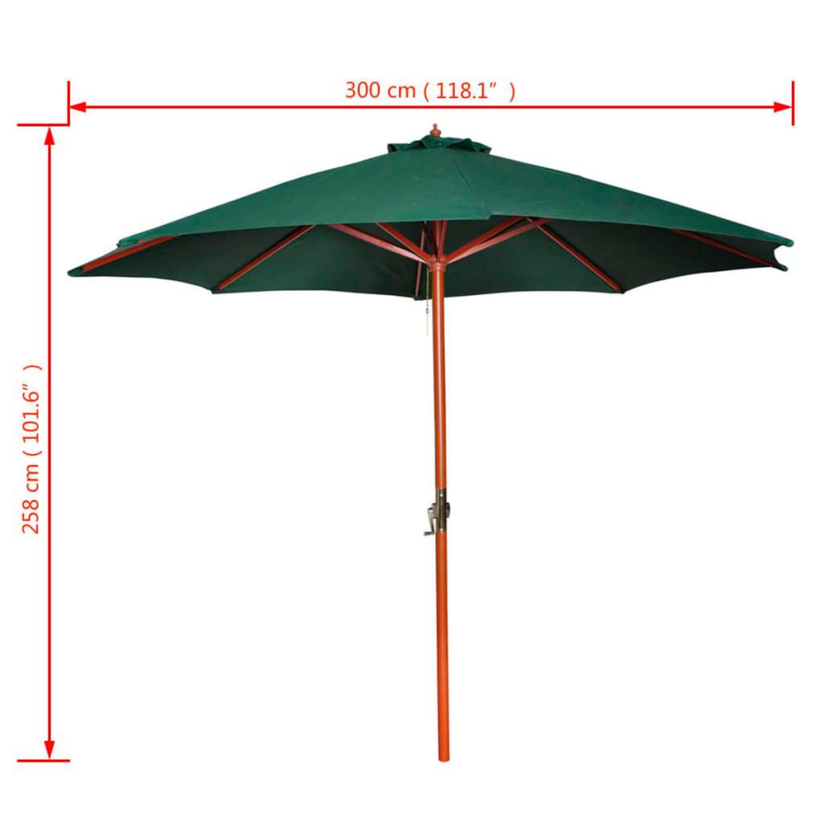 VIDAXL Parasol Vert 258 cm