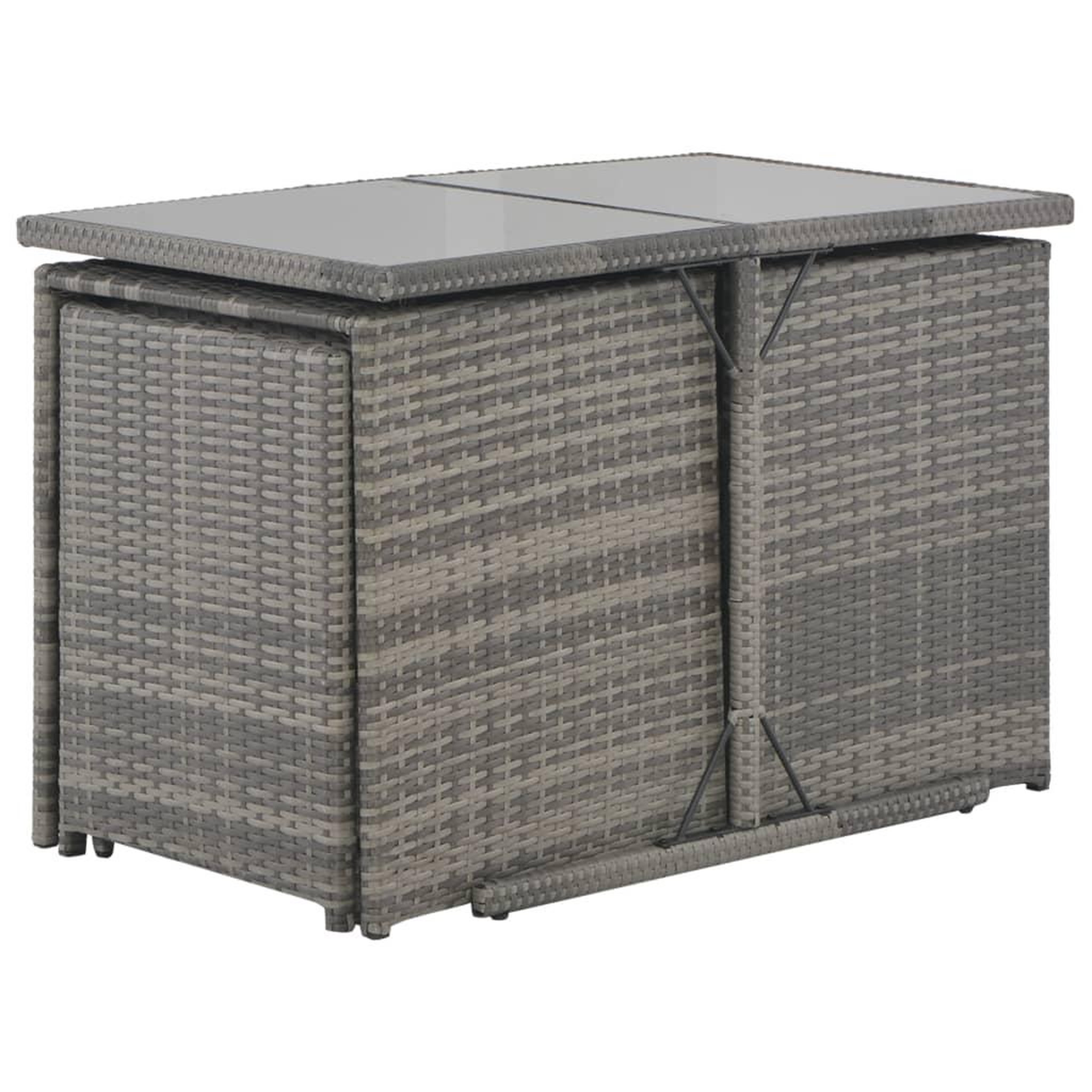 Voir la diapositive 2 : VIDAXL Ensemble a manger d'exterieur 7pcs coussins Resine tressee Gris